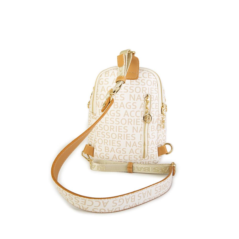 Nas Bag Bel ve Body Bag Krem Camel Yazılı
