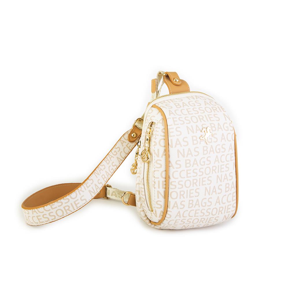 Nas Bag Bel ve Body Bag Krem Camel Yazılı