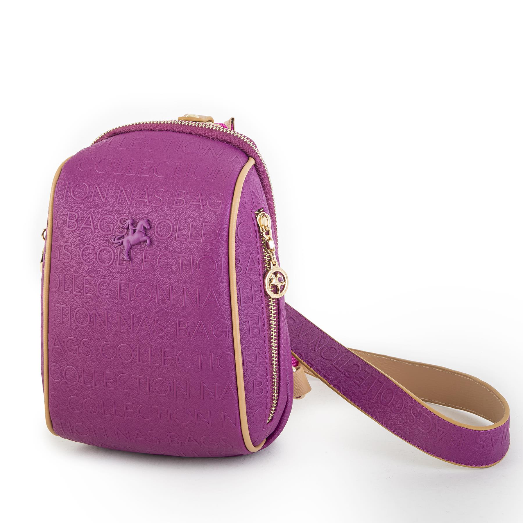 Nas Bag Bel ve Body Bag  Vişne Camel Gofraj