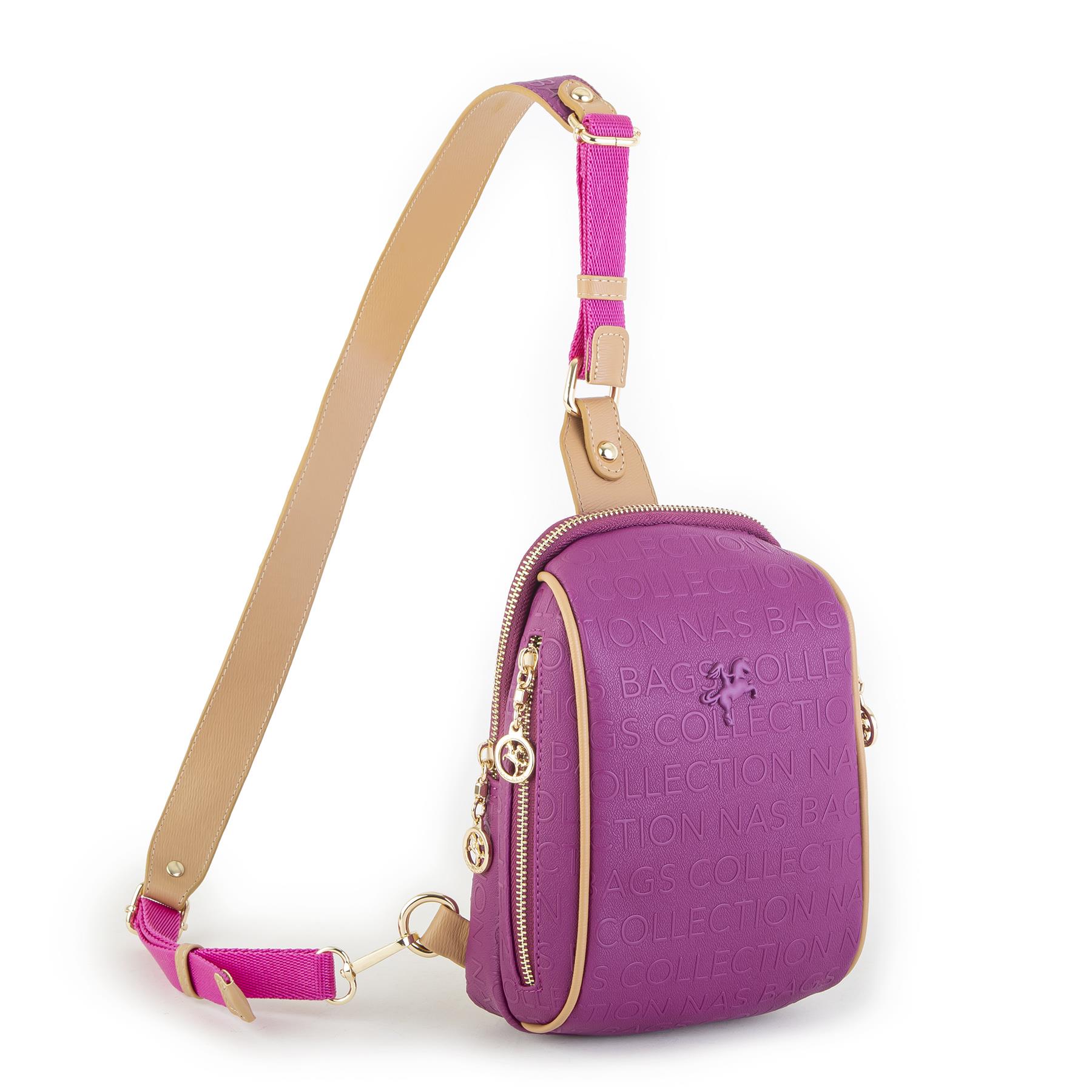 Nas Bag Bel ve Body Bag  Vişne Camel Gofraj