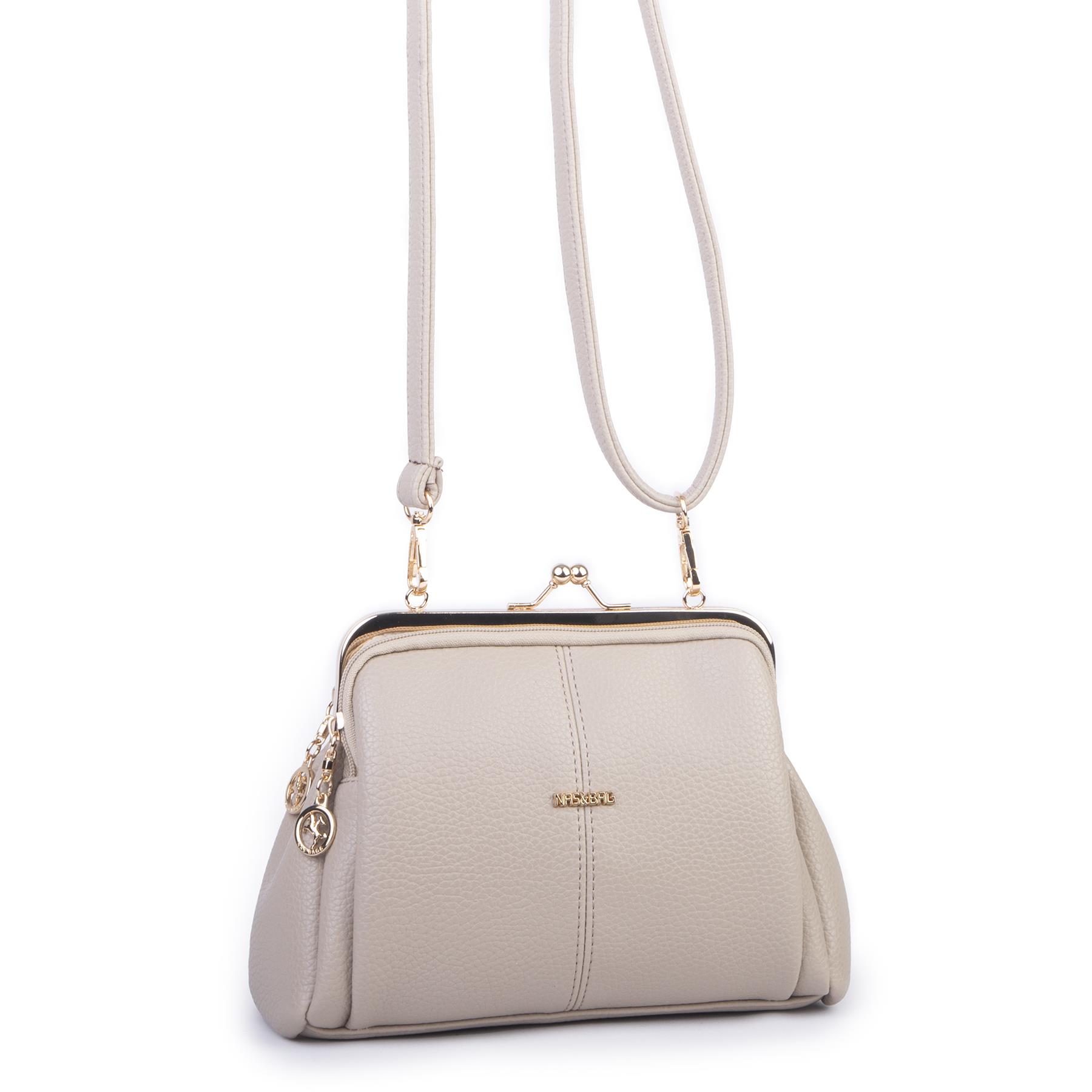 Nas Bag Burslu Klipsli Vintage Omuz ve Çapraz Çanta (23x20 cm ebatlarındadır) Kum Lopez