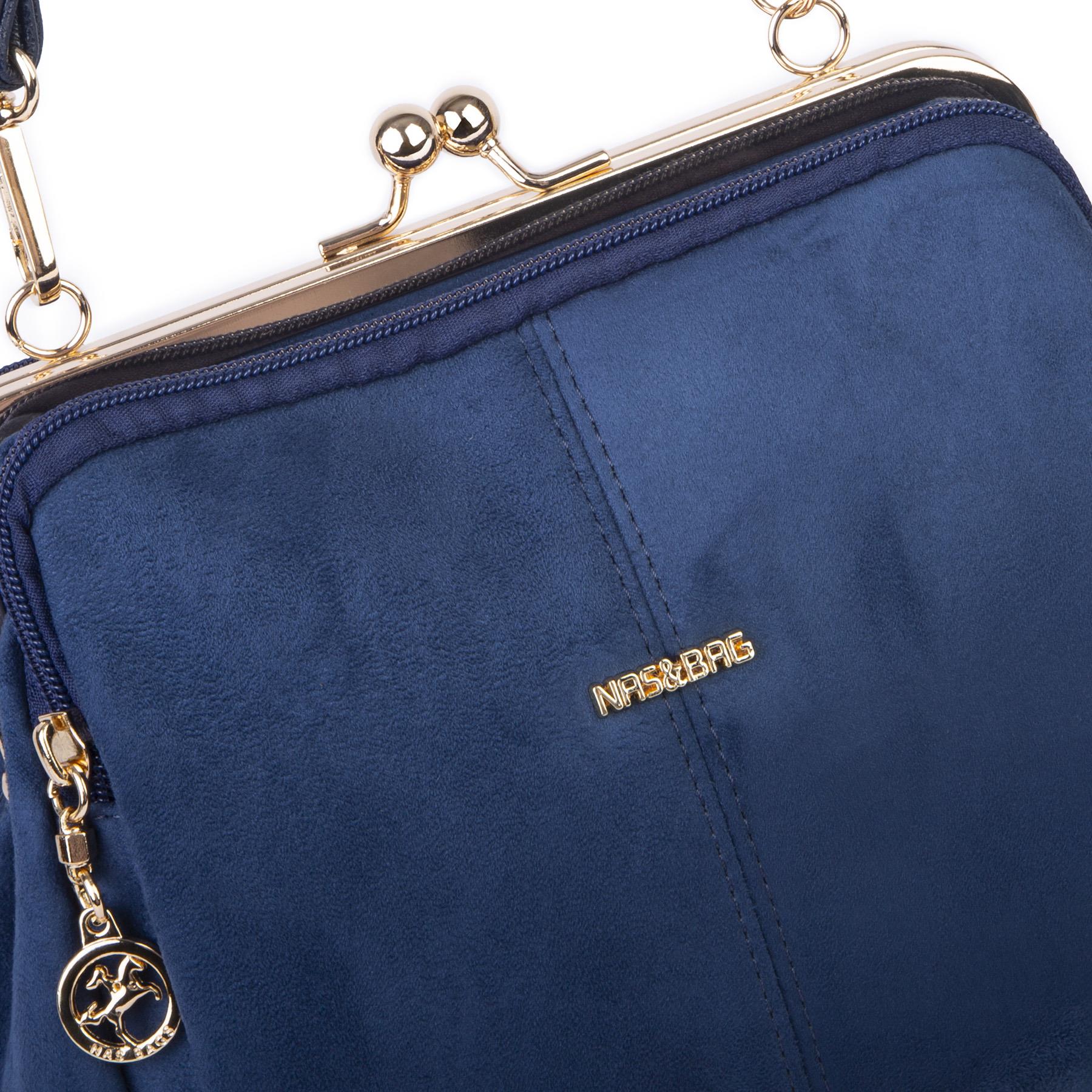 Nas Bag Burslu Klipsli Vintage Omuz ve Çapraz Çanta (23x20 cm ebatlarındadır) Lacivert Süet