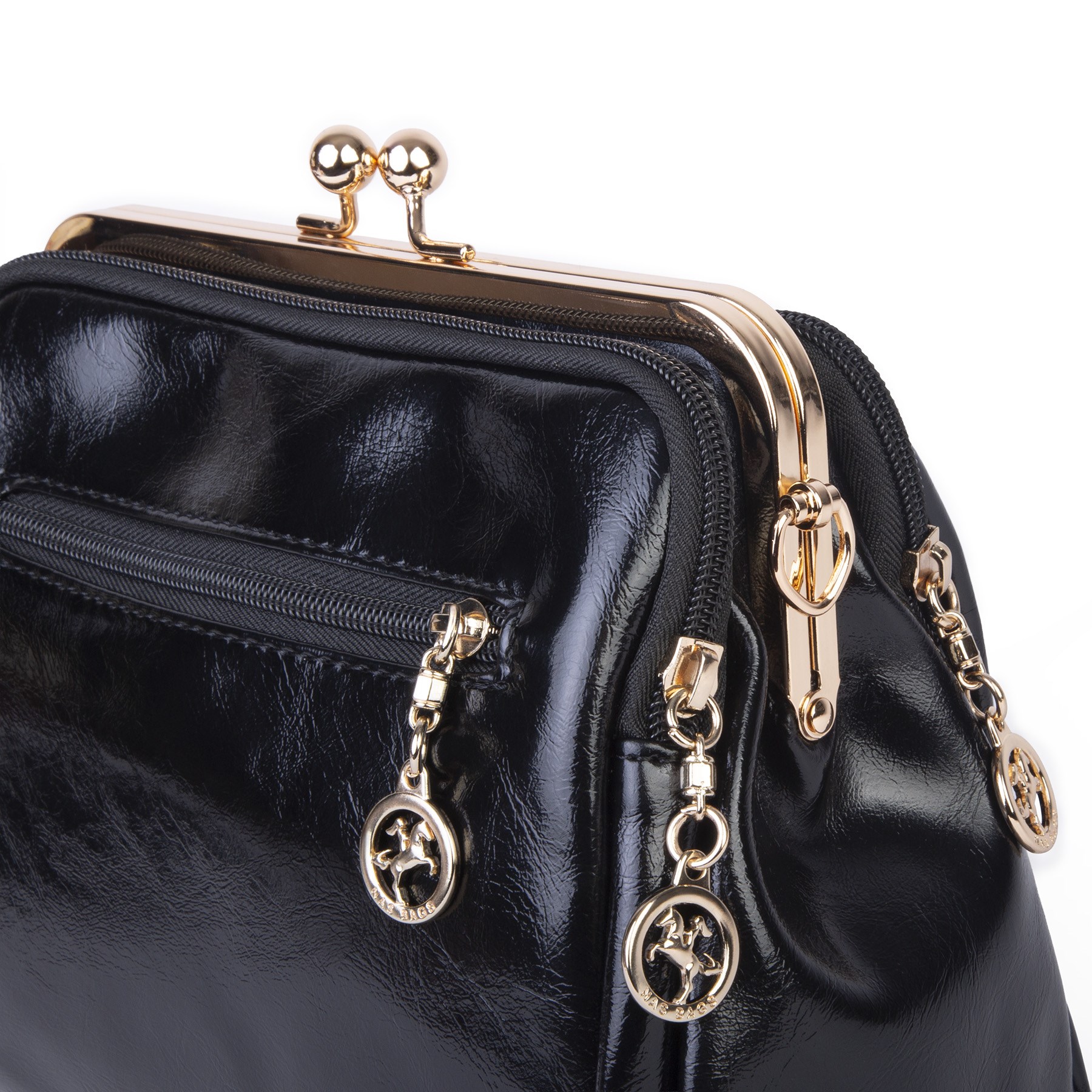 Nas Bag Burslu Klipsli Vintage Omuz ve Çapraz Çanta (23x20 cm ebatlarındadır) Siyah Lopez 