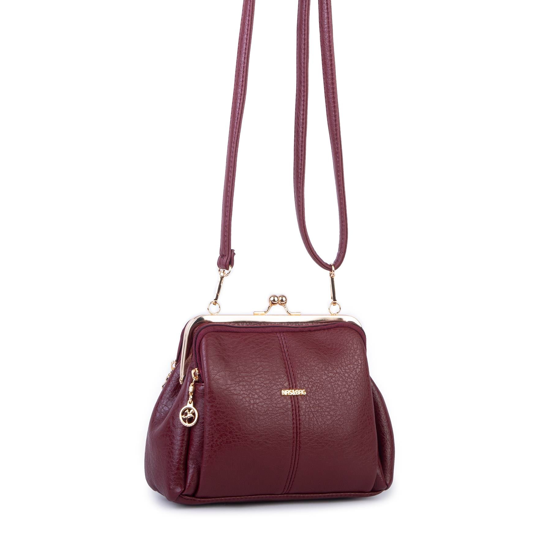 Nas Bag Burslu Klipsli Vintage Omuz ve Çapraz Çanta (23x20 cm ebatlarındadır) Bordo Victoria