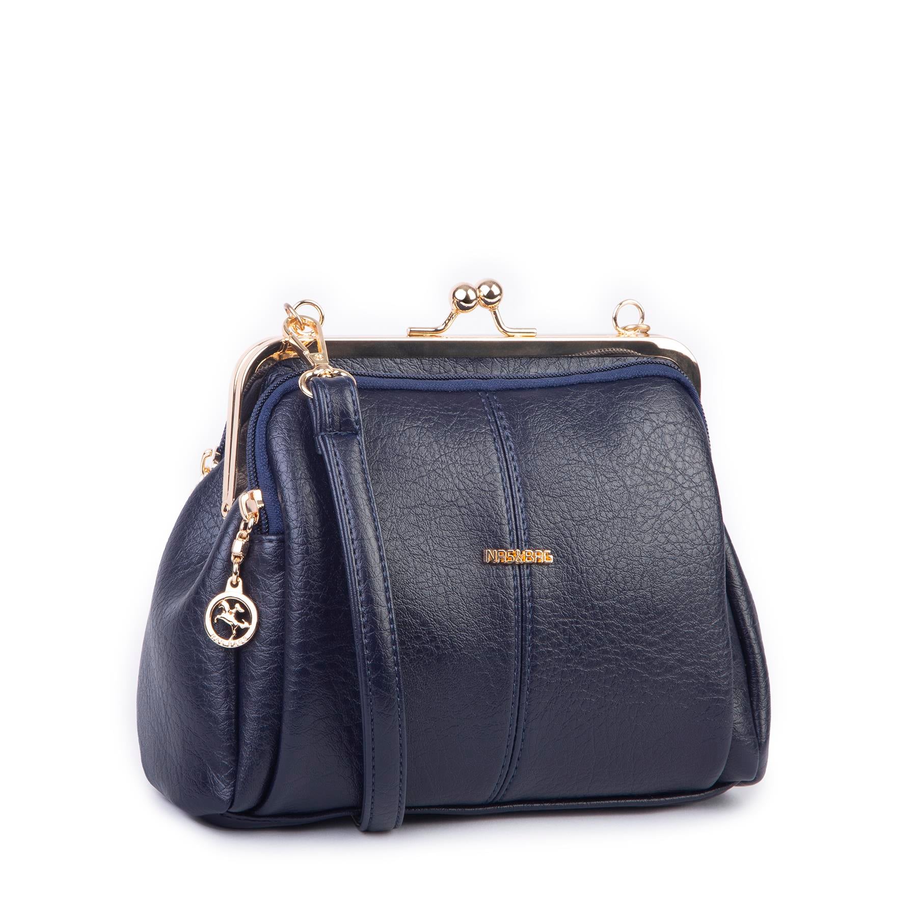 Nas Bag Burslu Klipsli Vintage Omuz ve Çapraz Çanta (23x20 cm ebatlarındadır) Lacivert  Victoria