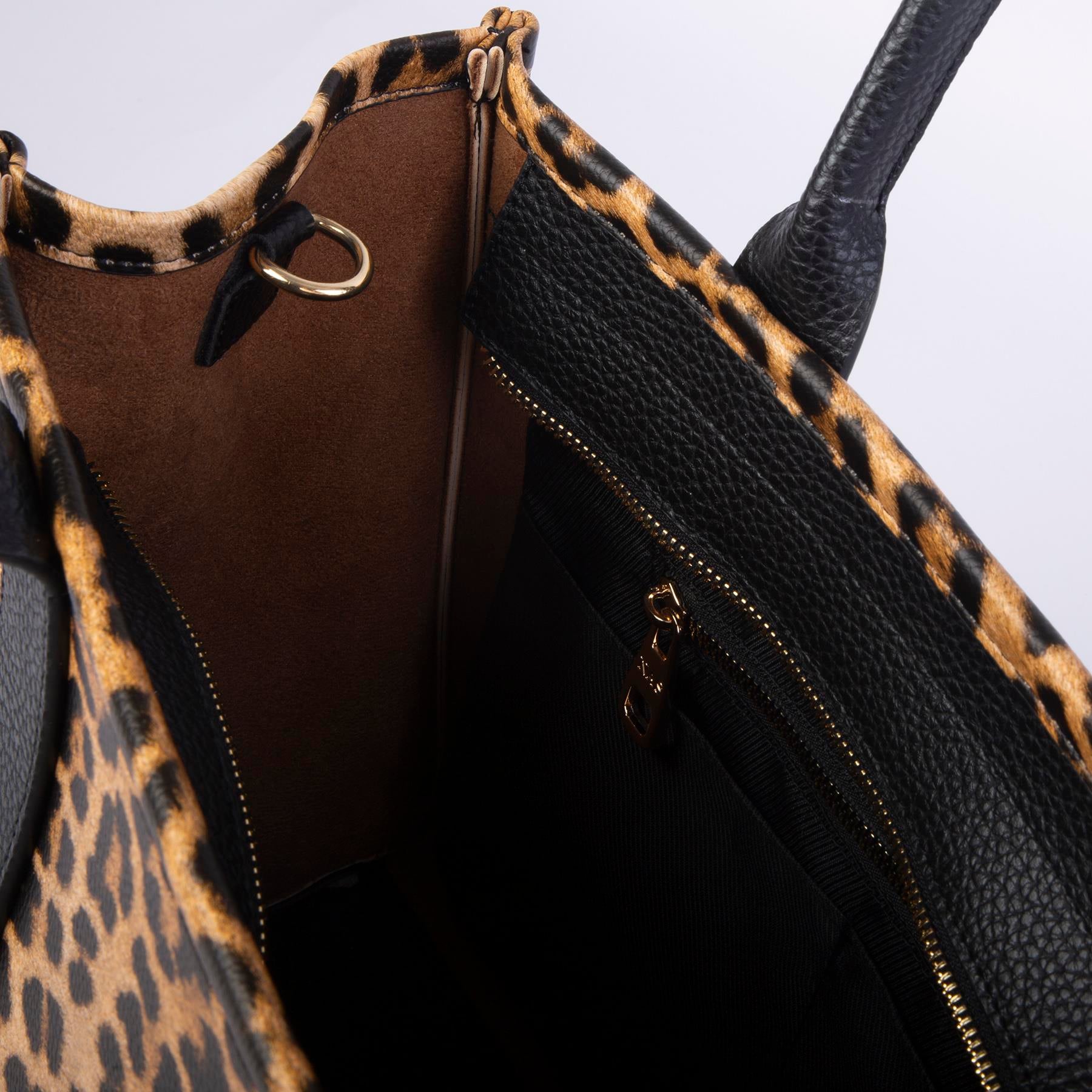 Nas Bag Tote Bag Büyük Boy Kadın Omuz ve Çapraz  Çanta Taba Leopar