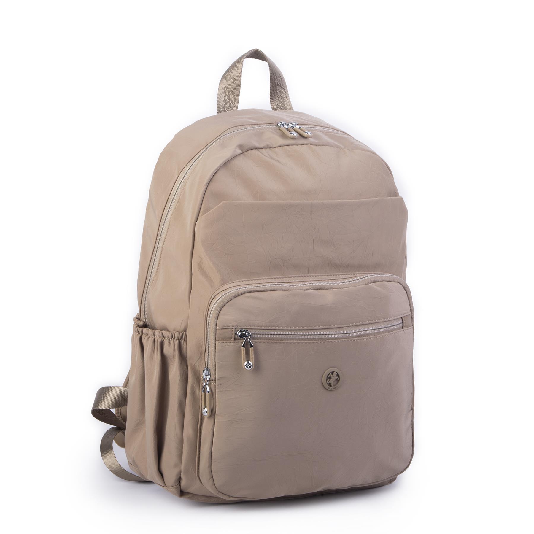 Nas Bag Büyük Boy Unisex Hafif  ve Su Geçirmez Çok Gözlü Sırt Çantası Vizon 