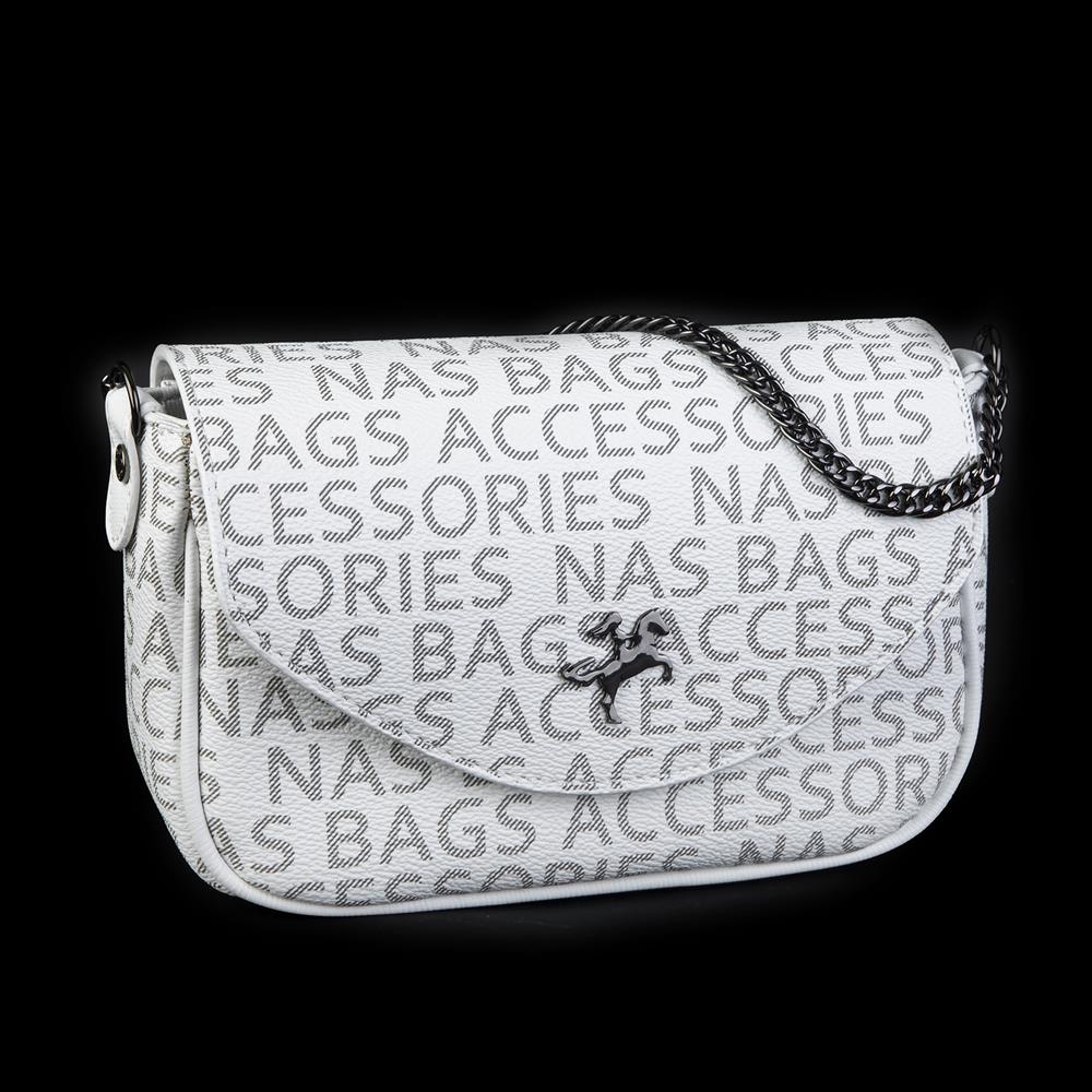 Nas Bag Çapraz Çanta Beyaz Yazılı