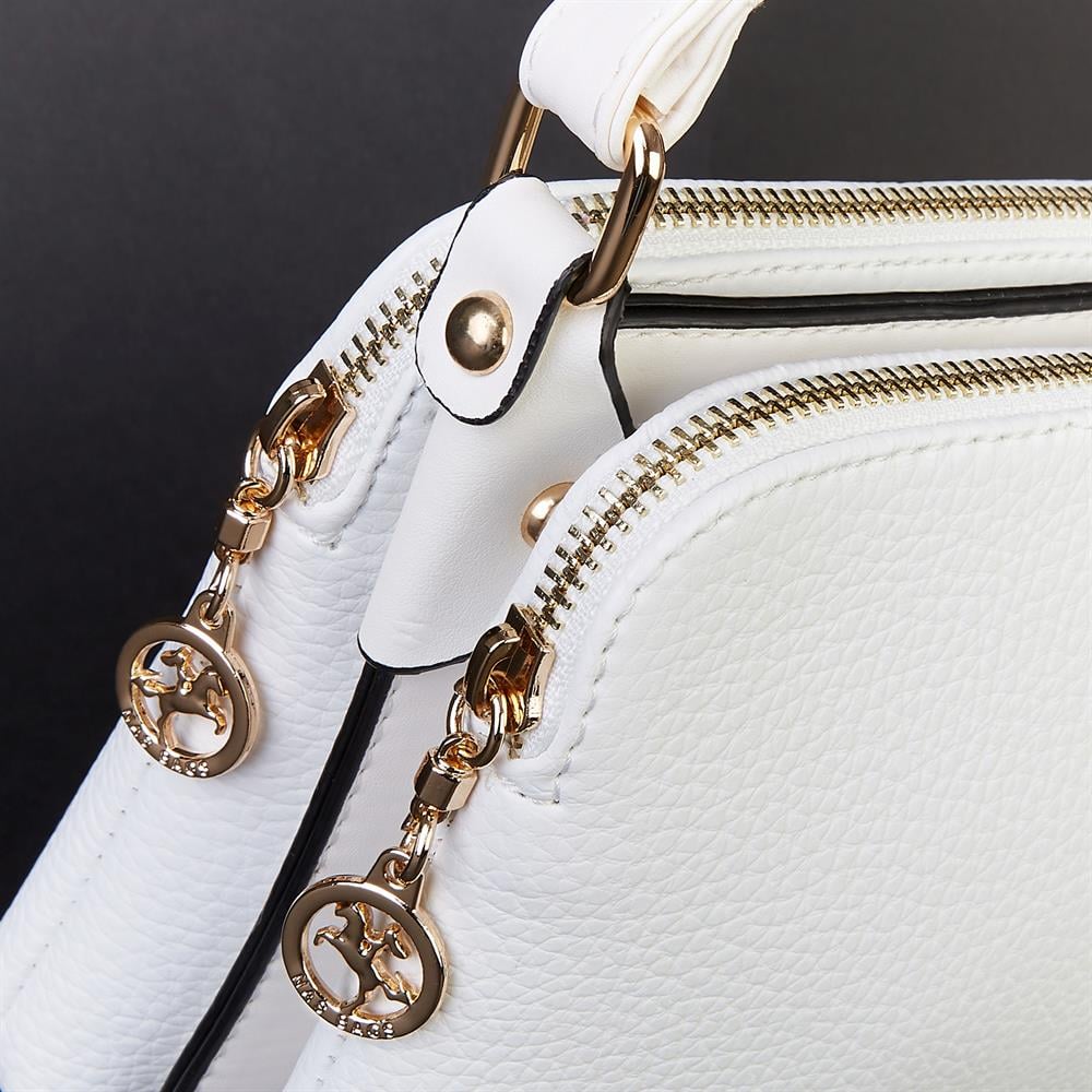 Nas Bag Çapraz Çanta Çift Fermuarlı Ayarlanabilir Askılı Çanta Beyaz Belinda 