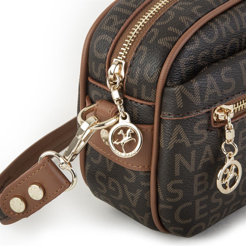 Nas Bag Çapraz Çanta Kahve Taba Yazılı