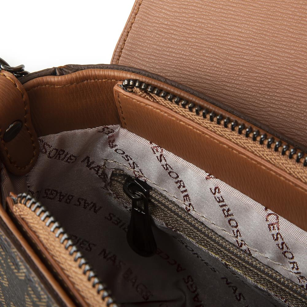 Nas Bag Çapraz Çanta Kahve Taba Yazili