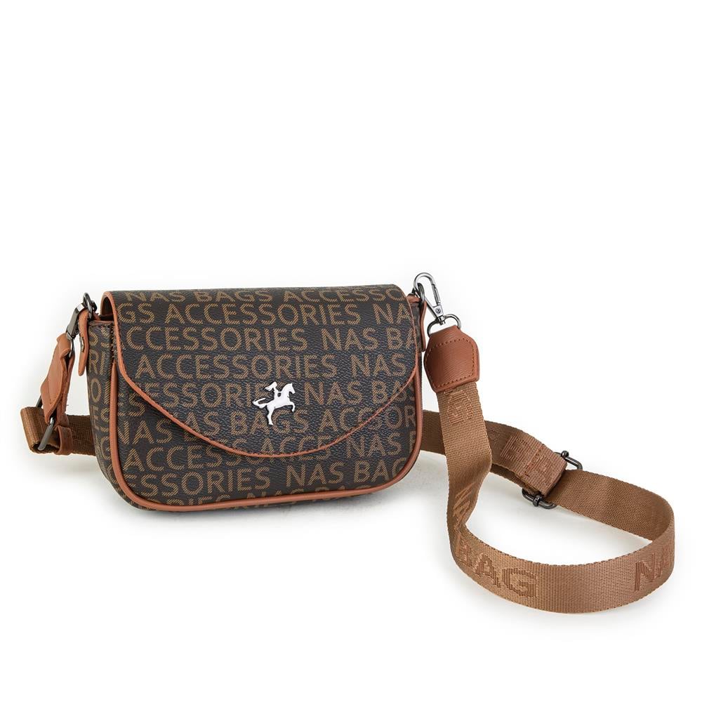 Nas Bag Çapraz Çanta Kahve Taba Yazili