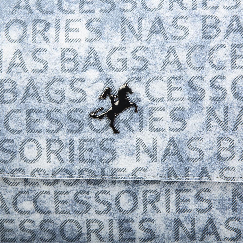 Nas Bag Çapraz Çanta Kot Beyaz Yazılı 
