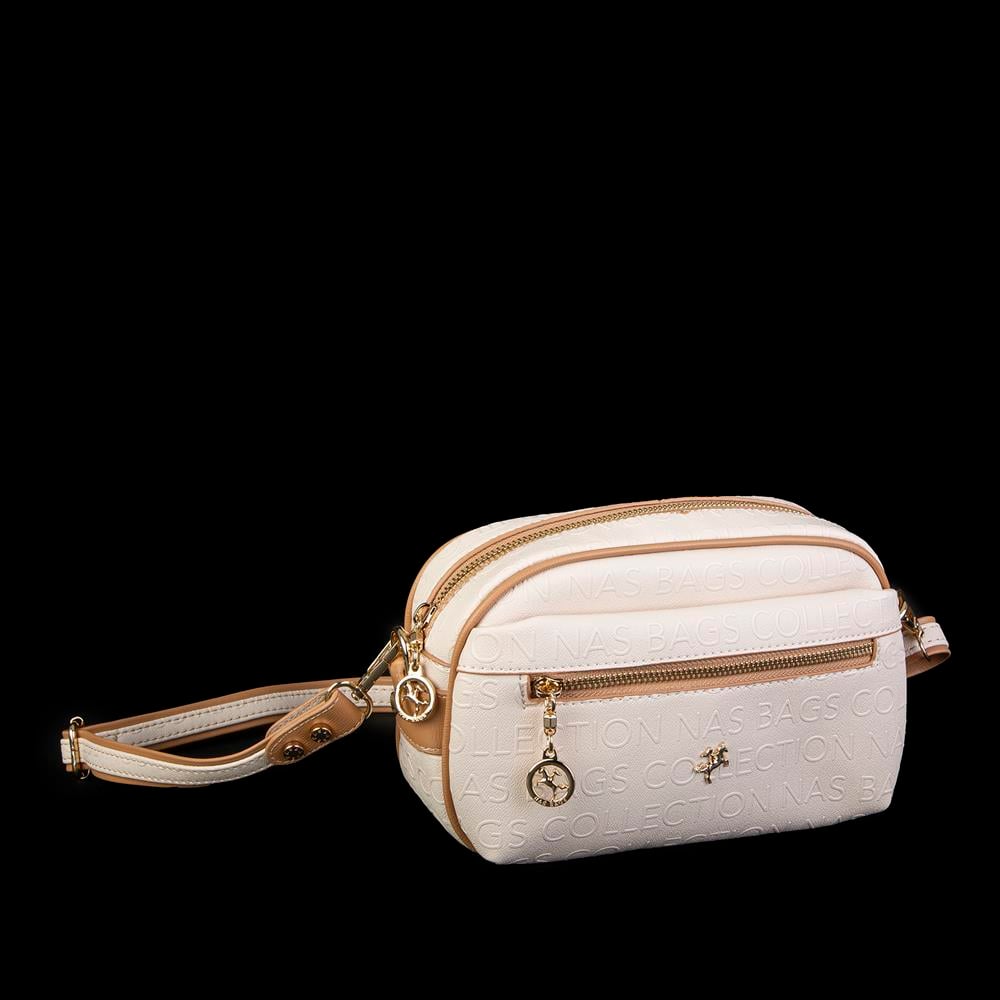 Nas Bag Çapraz Çanta Krem Camel Gofraj