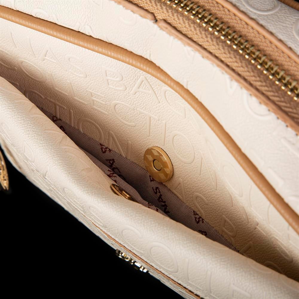 Nas Bag Çapraz Çanta Krem Camel Gofraj