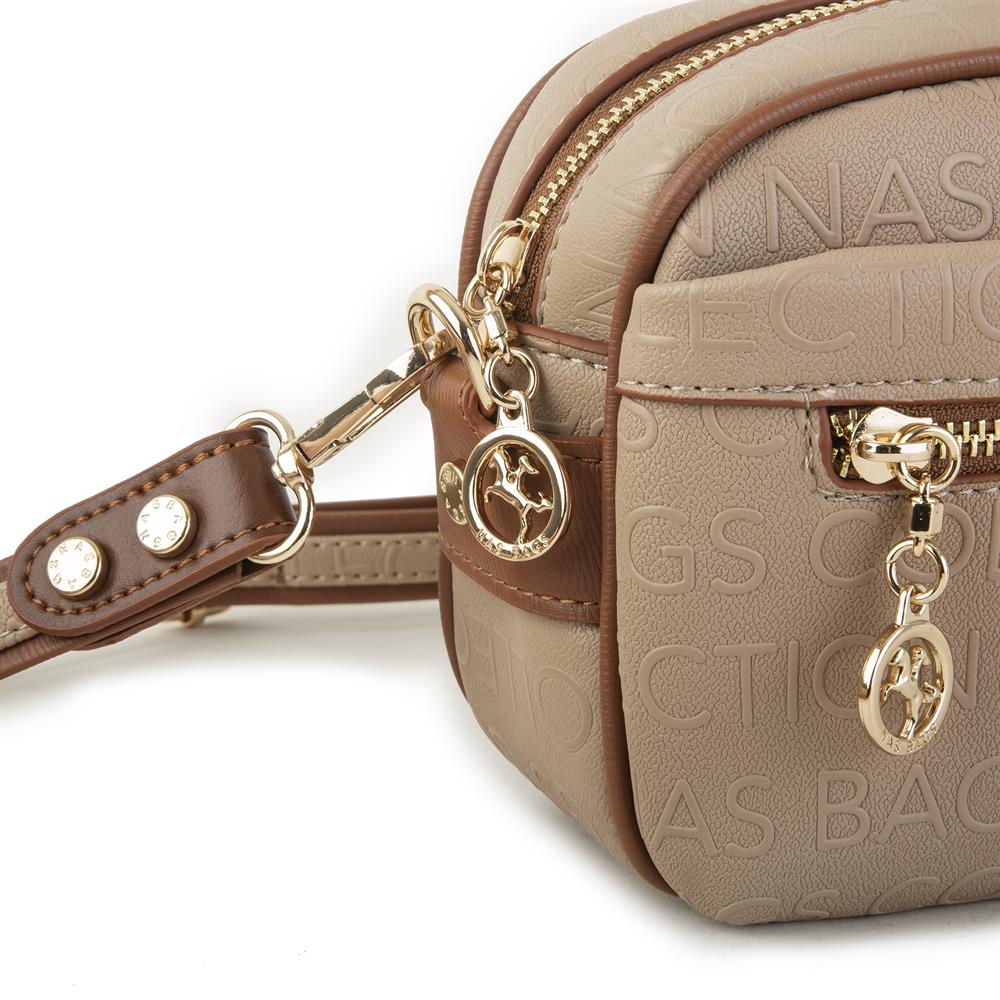Nas Bag Çapraz Çanta Kum Taba Gofraj