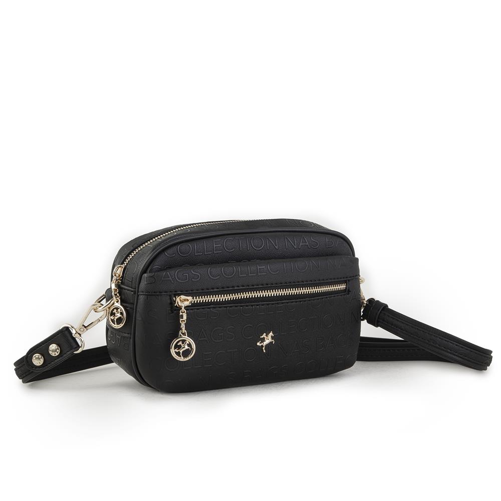 Nas Bag Çapraz Çanta Siyah Gofraj