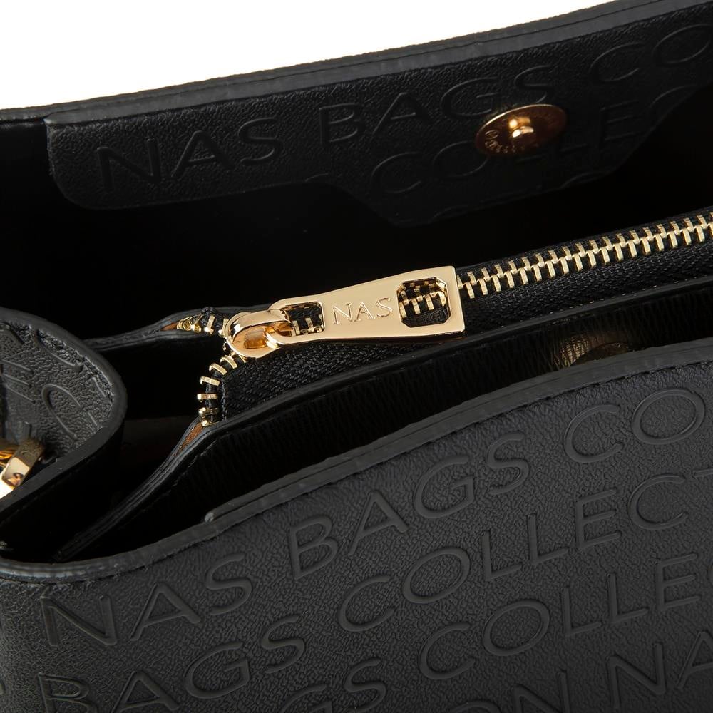 Nas Bag Çapraz Çanta Siyah Gofraj