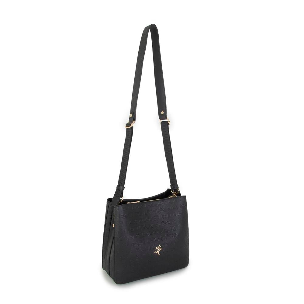 Nas Bag Çapraz Çanta Siyah Gofraj