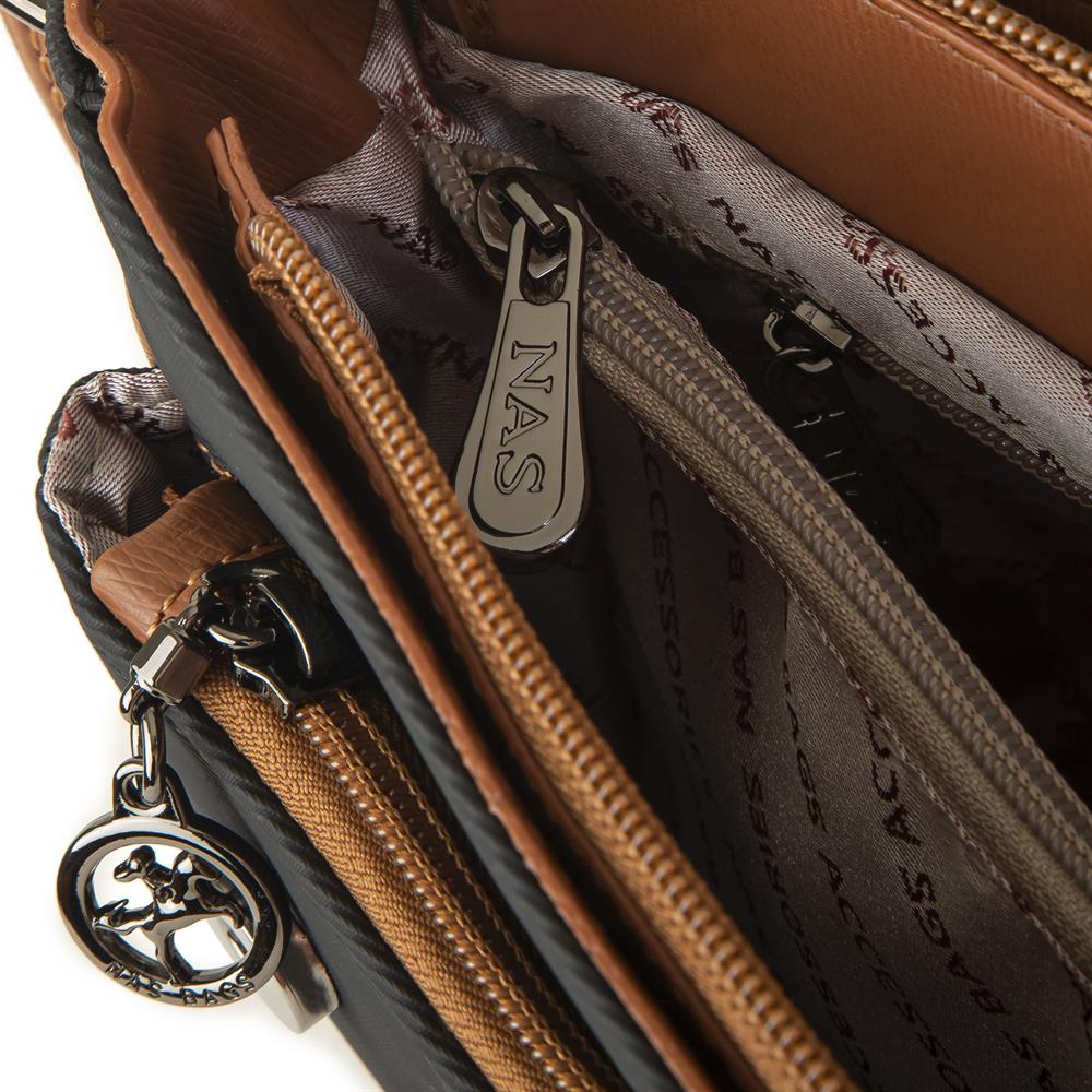 Nas Bag Çapraz Çanta  Siyah Taba Karaca