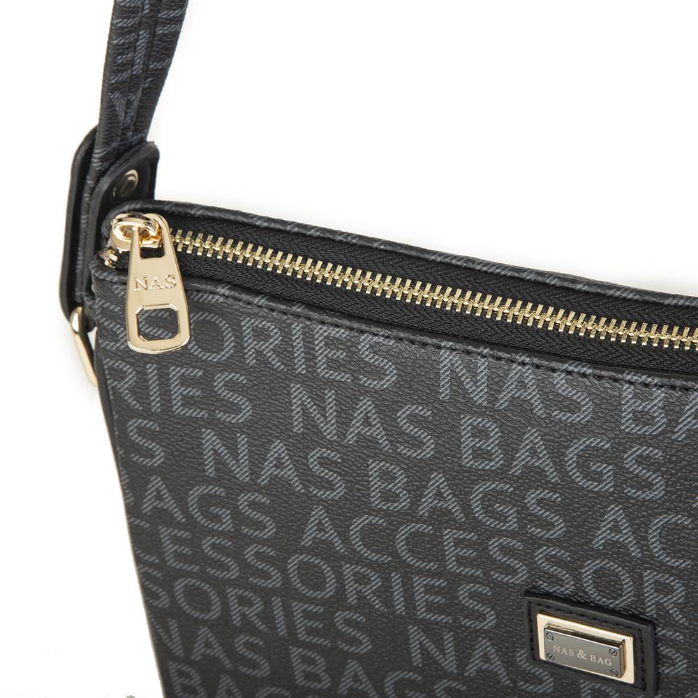 Nas Bag Çapraz Çanta Siyah Yazili