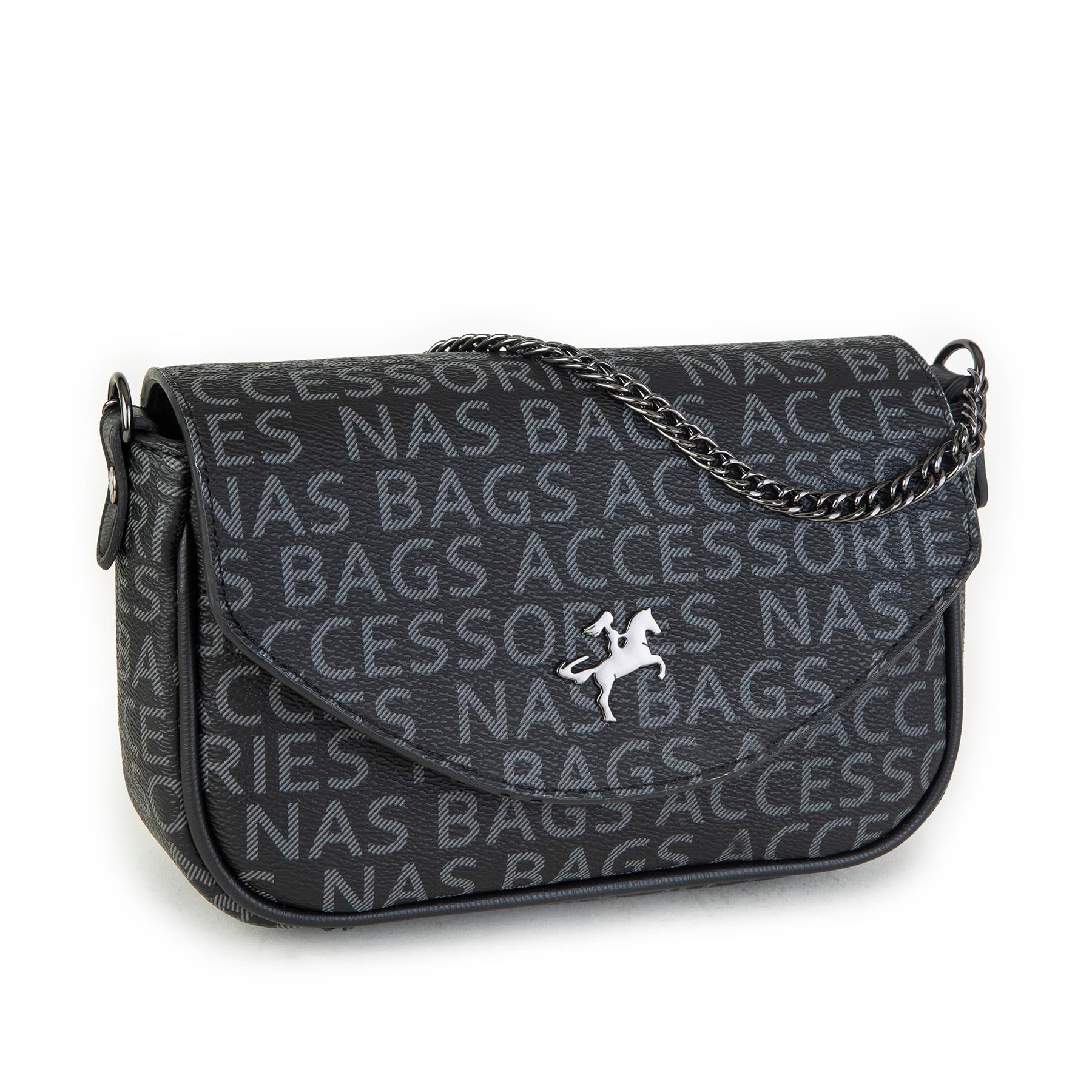 Nas Bag Çapraz Çanta Siyah Yazılı