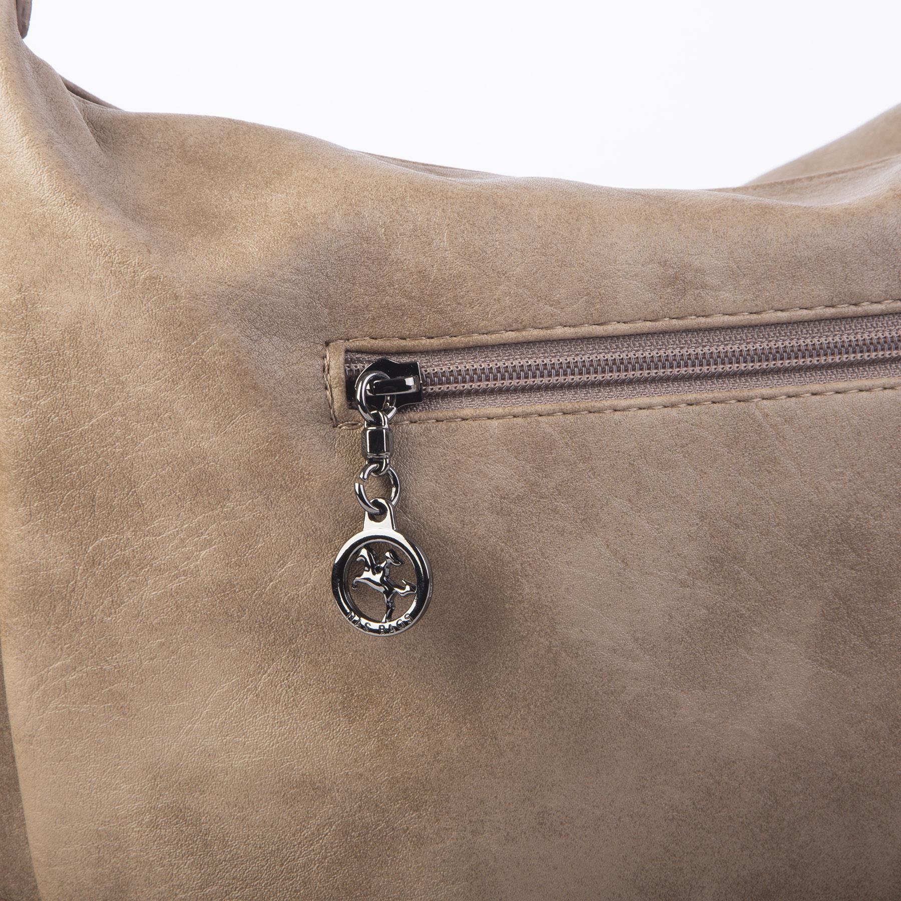 Nas Bag Çok Gözlü Kadın Omuz ve Çapraz Çanta (33x25 cm ) Vizon  Raven 