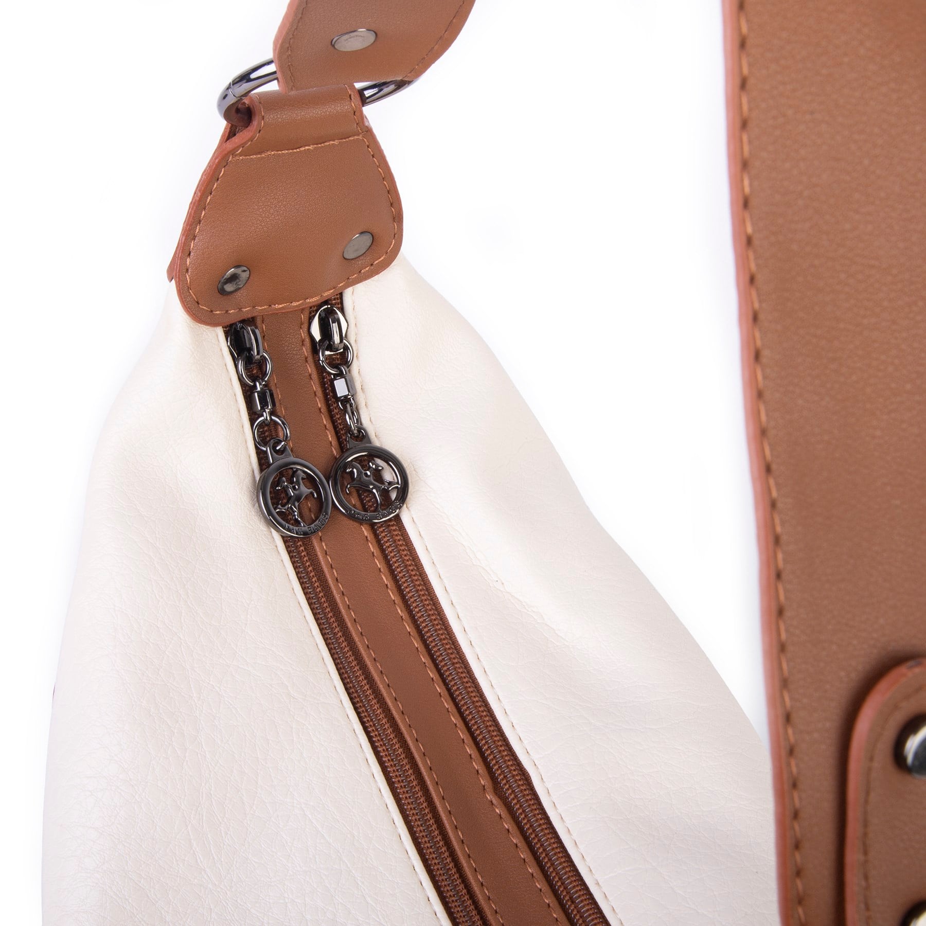Nas Bag Çok Gözlü Kadın Omuz ve Çapraz Çanta (33x25 cm ) Krem Taba Victoria