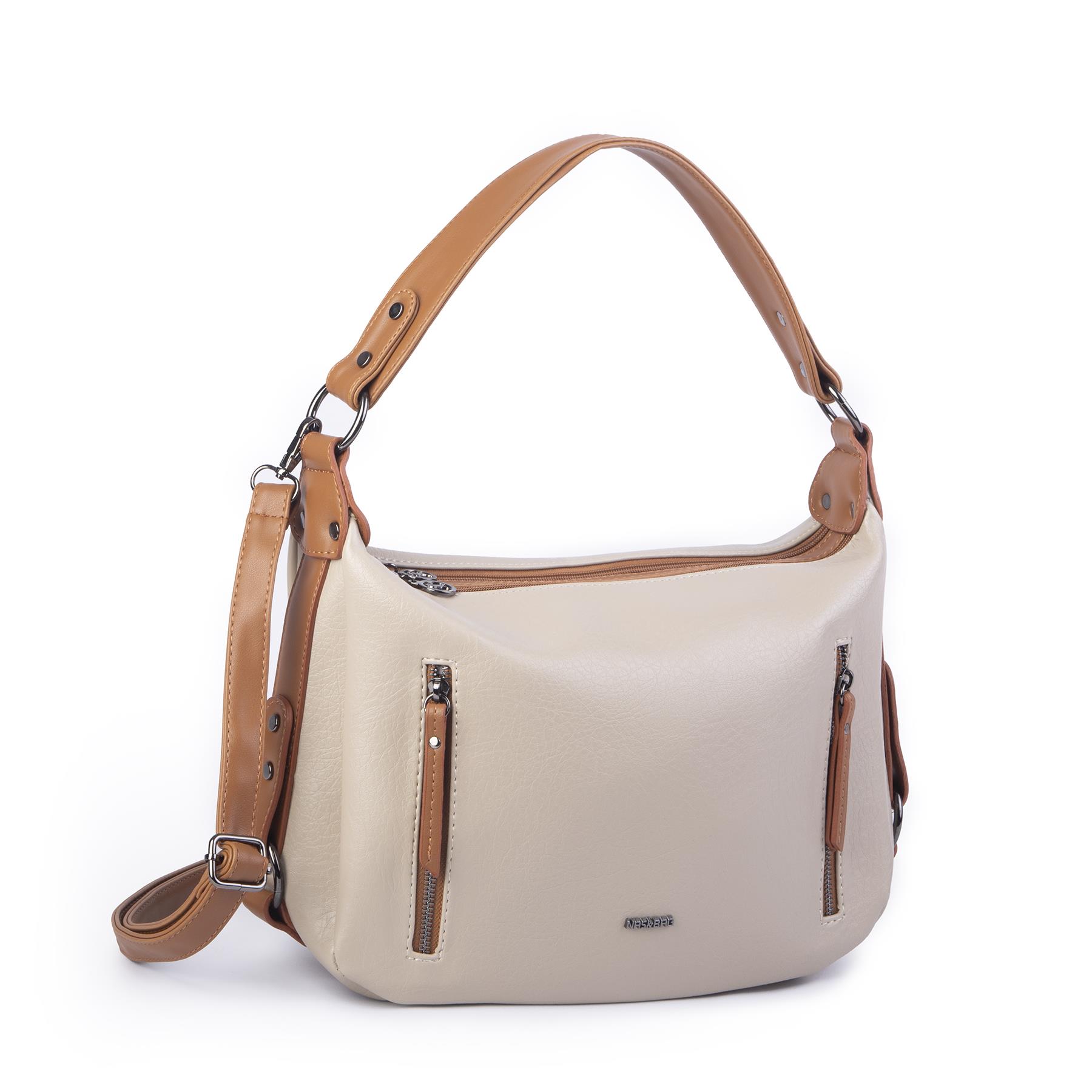 Nas Bag Çok Gözlü Kadın Omuz ve Çapraz Çanta (33x25 cm ) Kum Taba Victoria