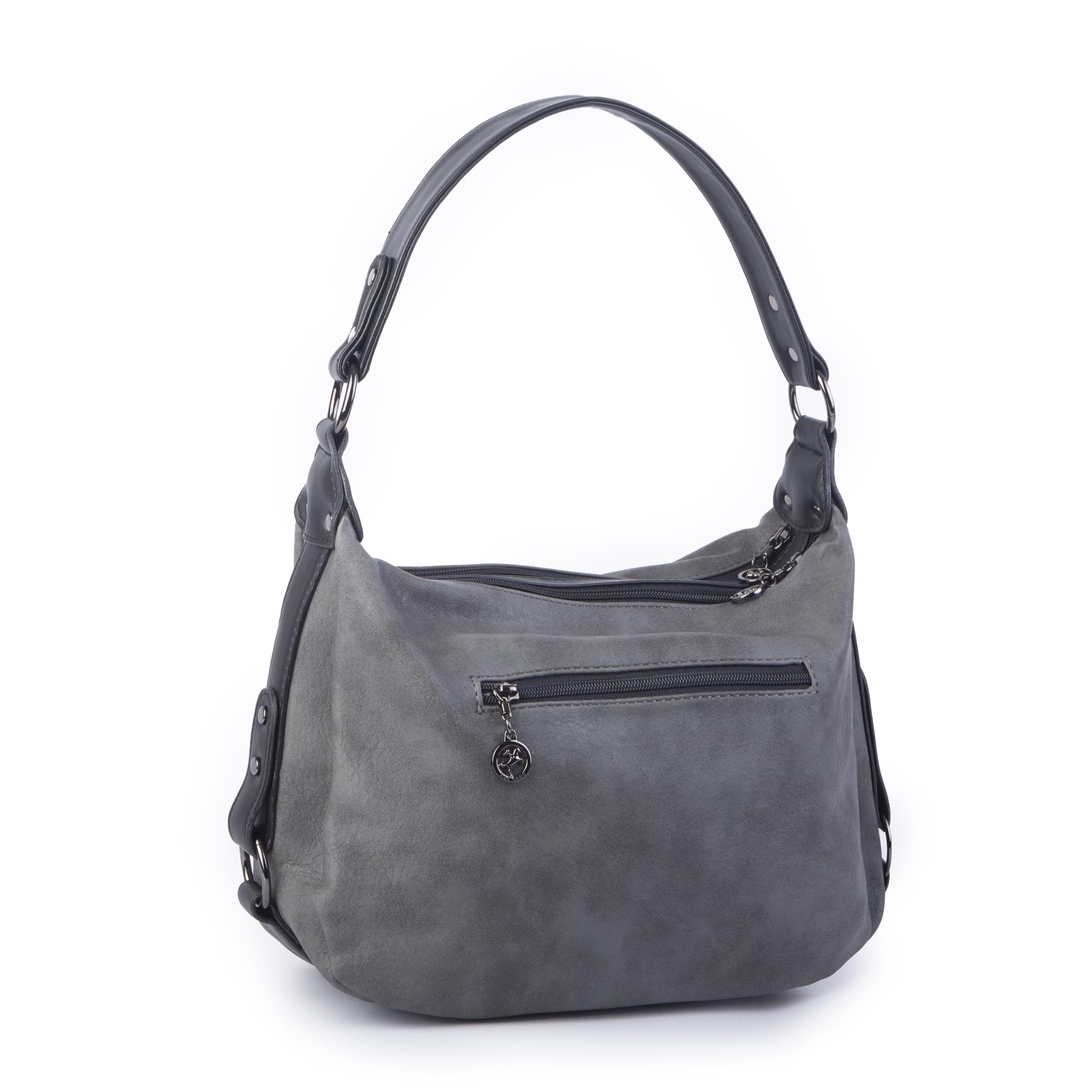 Nas Bag Çok Gözlü Kadın Omuz ve Çapraz Çanta (33x25 cm ) Gri Raven 