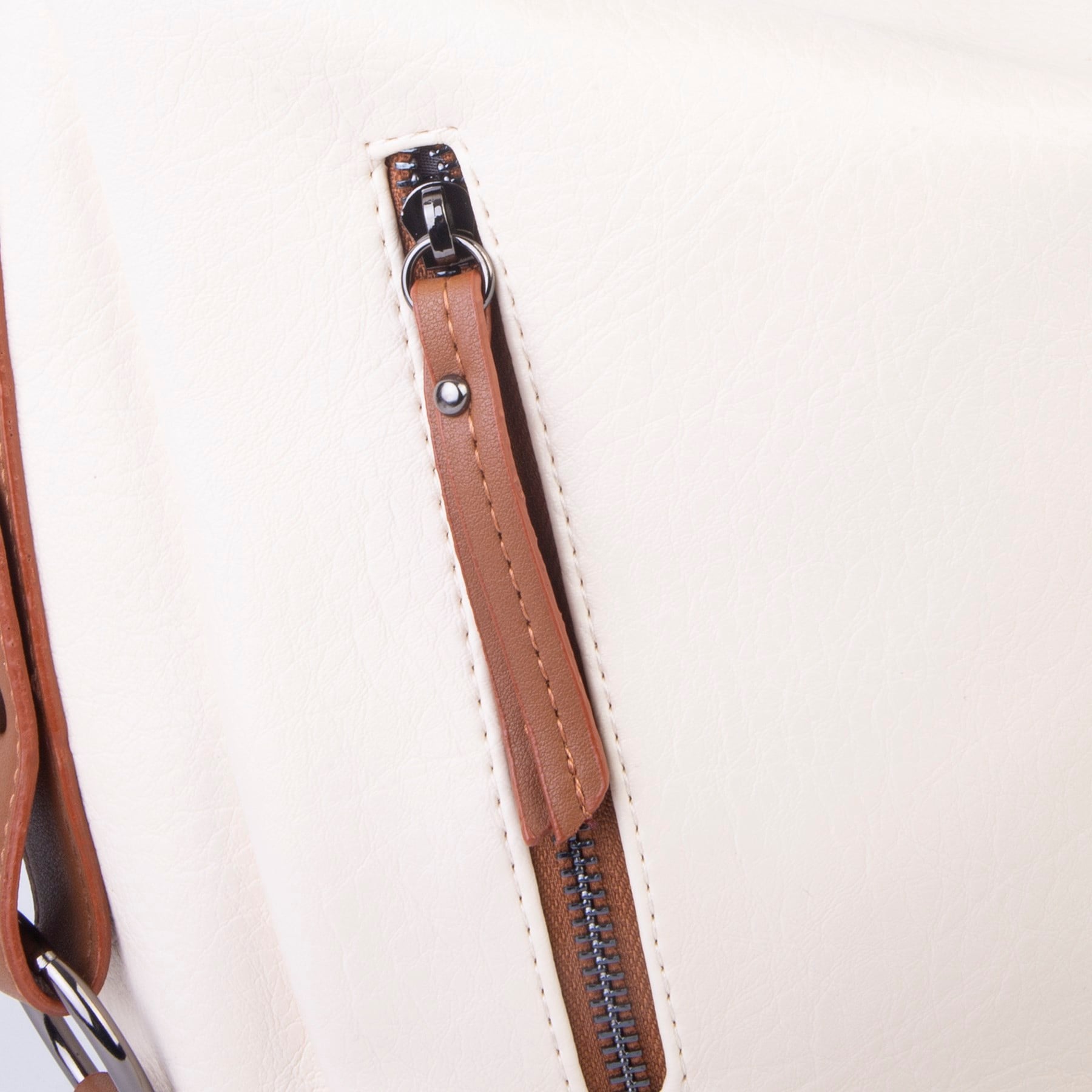 Nas Bag Çok Gözlü Kadın Omuz ve Çapraz Çanta (33x25 cm ) Krem Taba Victoria