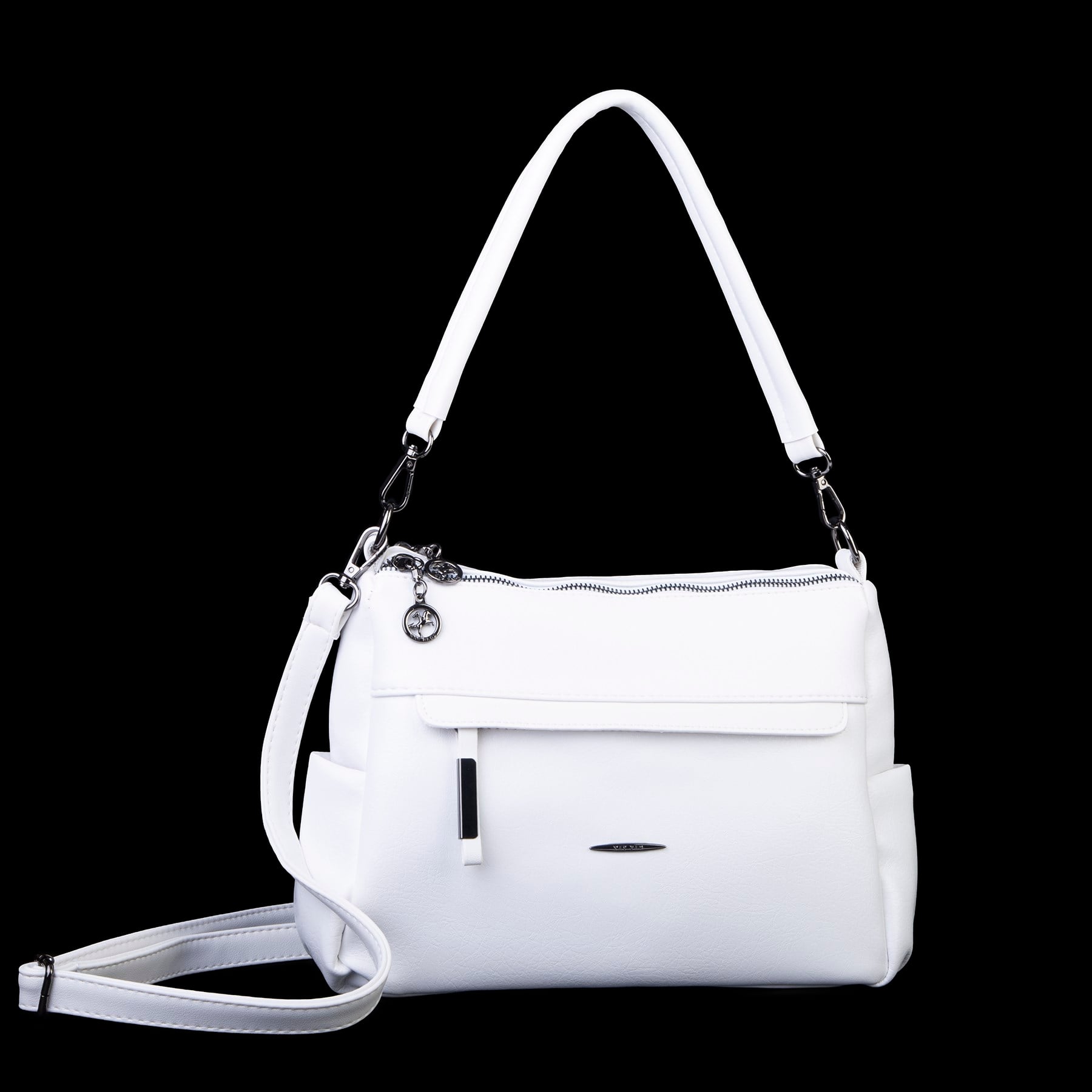 Nas Bag Çok Gözlü Yumuşak ve Hafif Yapılı Çift Askılı Omuz ve Çapraz Çanta ( 30x24 cm ) Beyaz Victoria