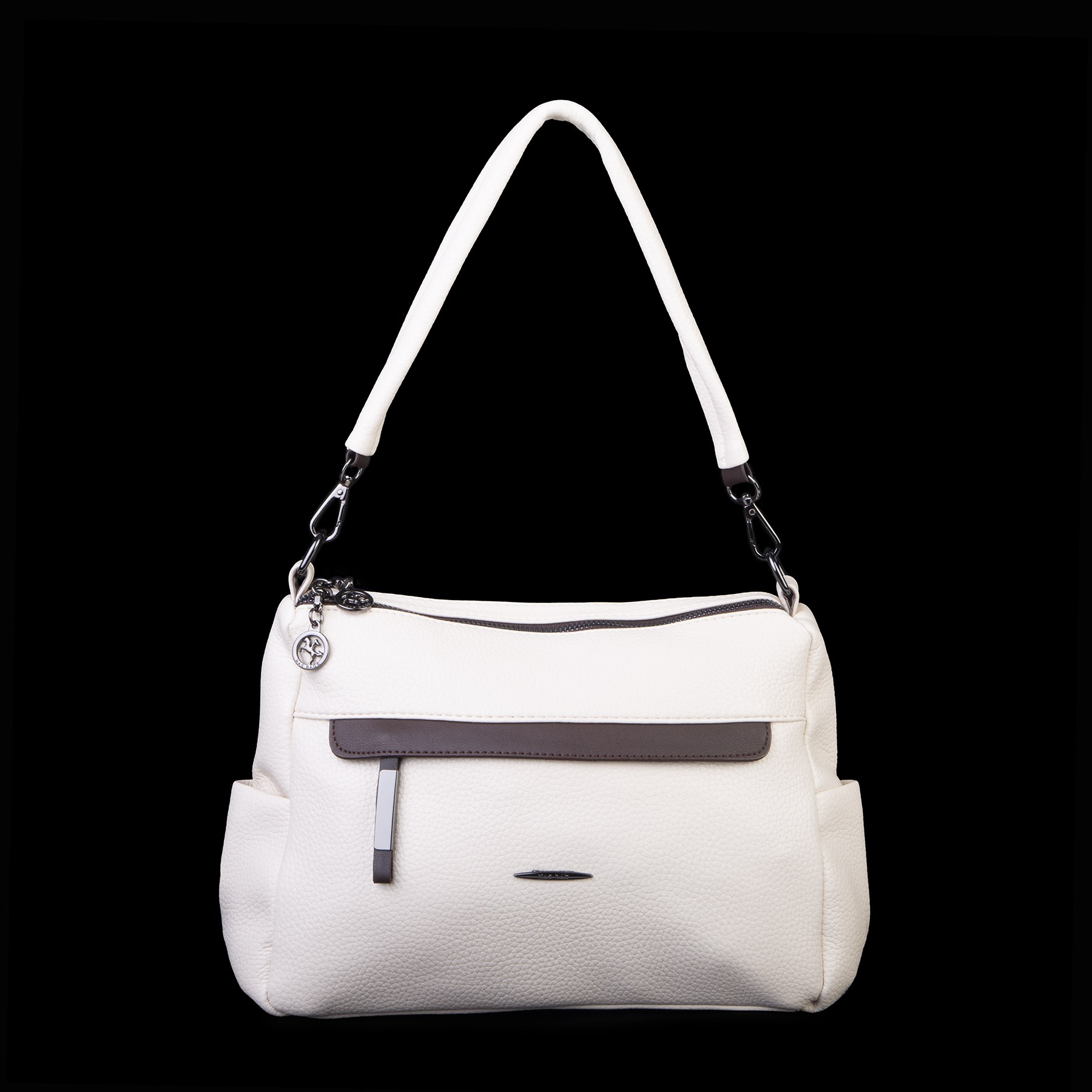 Nas Bag Çok Gözlü Yumuşak ve Hafif Yapılı Çift Askılı Omuz ve Çapraz Çanta ( 30x24 cm ) Krem Kahve Lopez