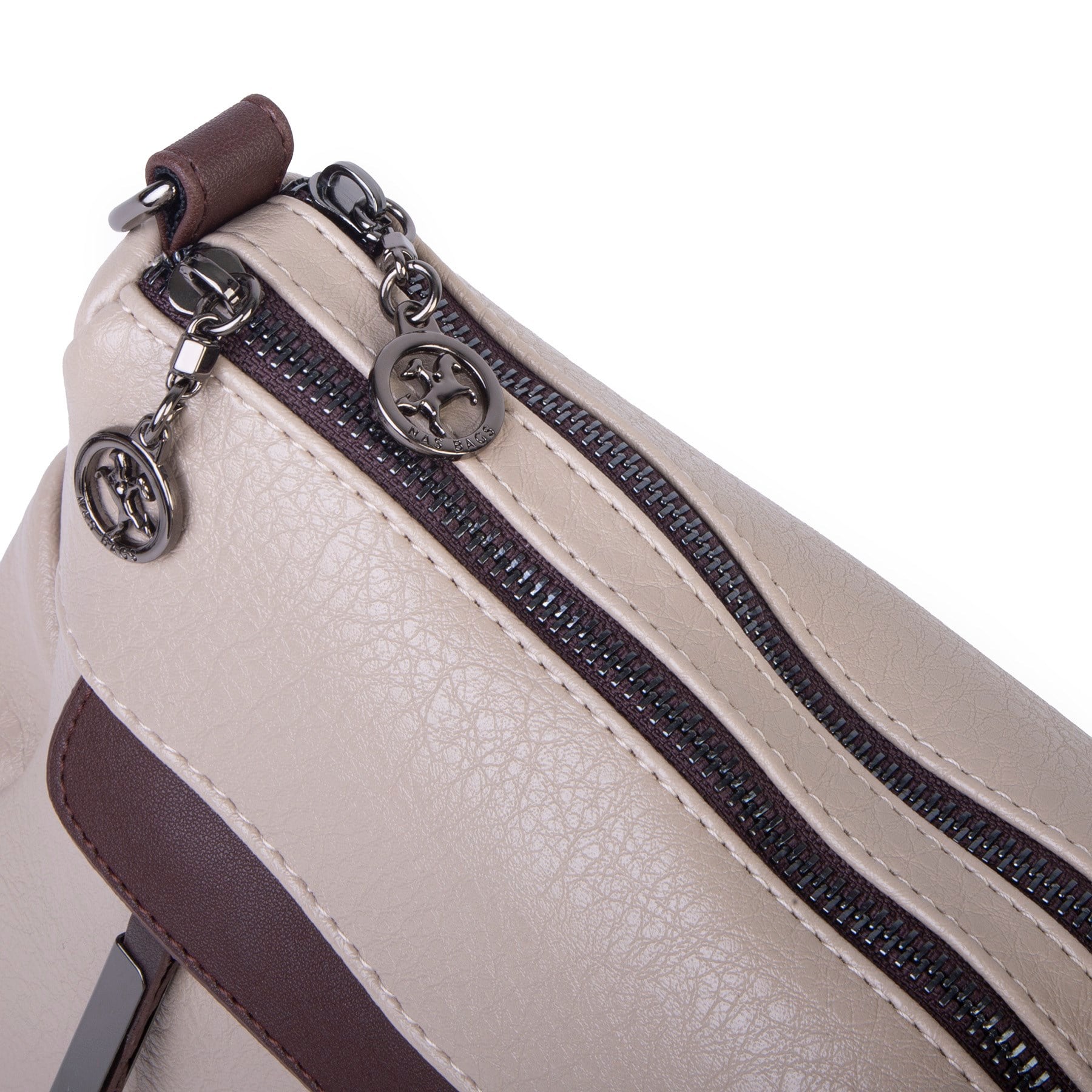 Nas Bag Çok Gözlü Yumuşak ve Hafif Yapılı Çift Askılı Omuz ve Çapraz Çanta ( 30x24 cm ) Kum Kahve Victoria