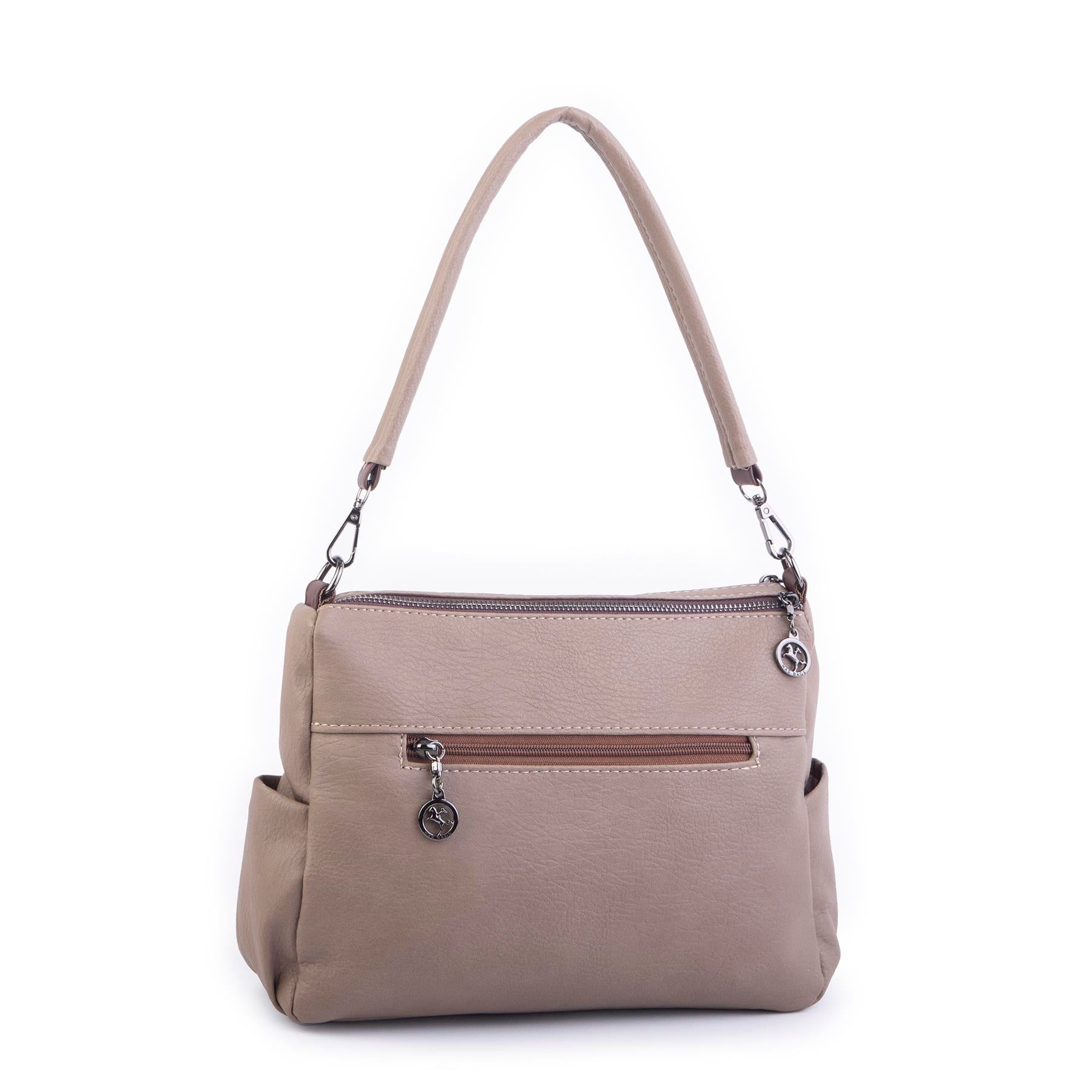 Nas Bag Çok Gözlü Yumuşak ve Hafif Yapılı Çift Askılı Omuz ve Çapraz Çanta Vizon Kahve Lizbon ( 30x24 cm )