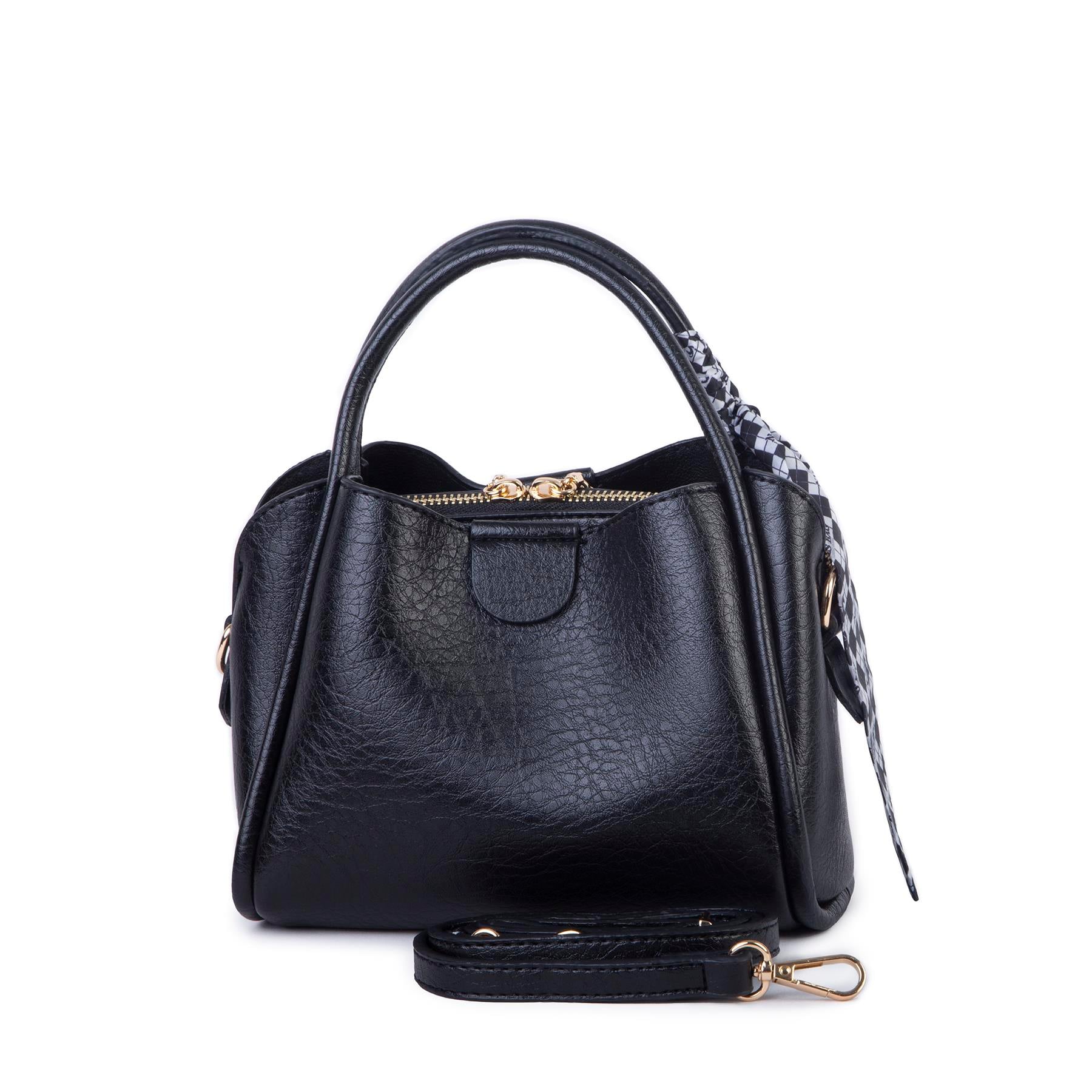 Nas Bag Fularlı Mini Boy El ve Çapraz Çanta Siyah Victoria
