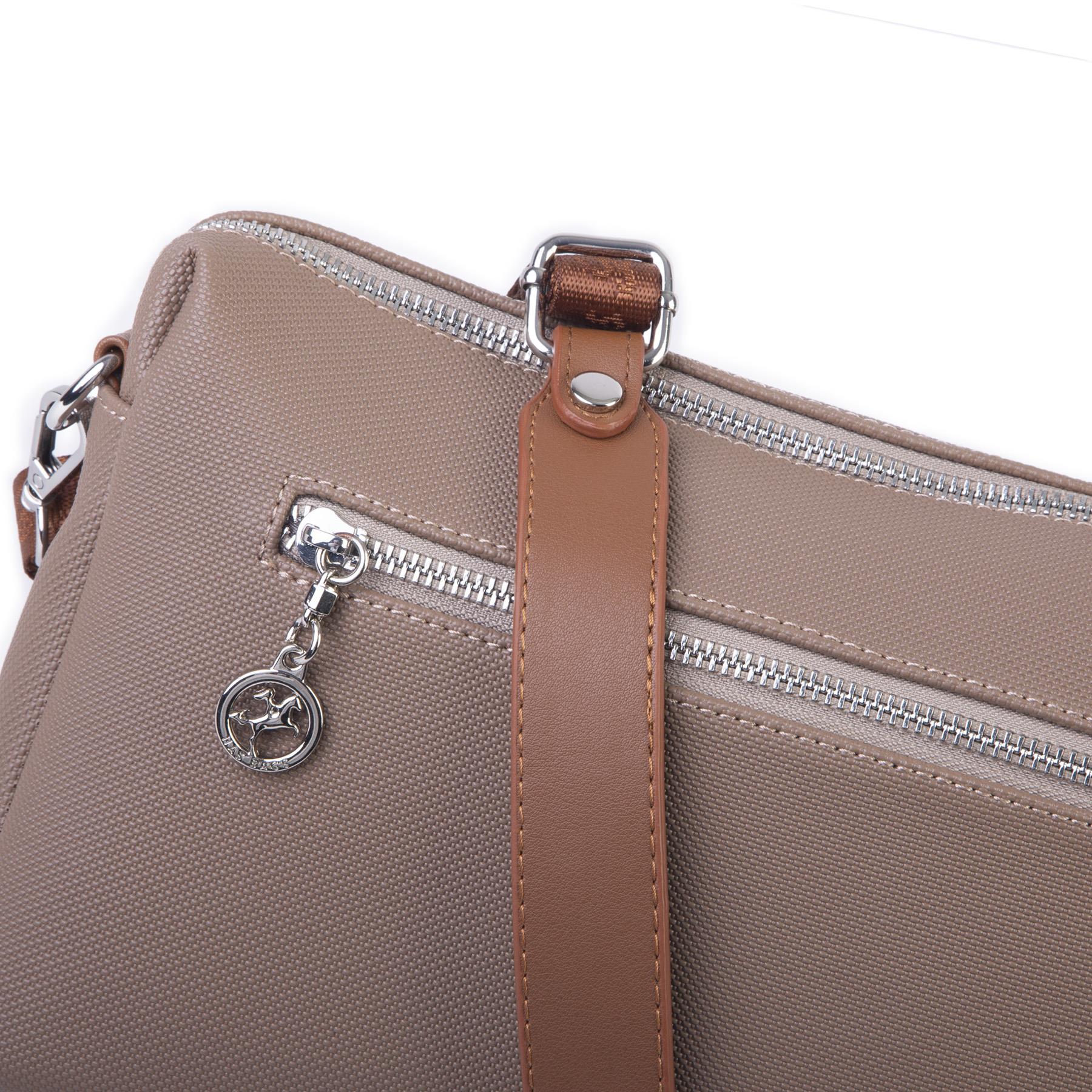 Nas Bag Günlük Çok Gözlü Çanta (en: 26 cm  ; boy:17 cm) Vizon Taba Lacste