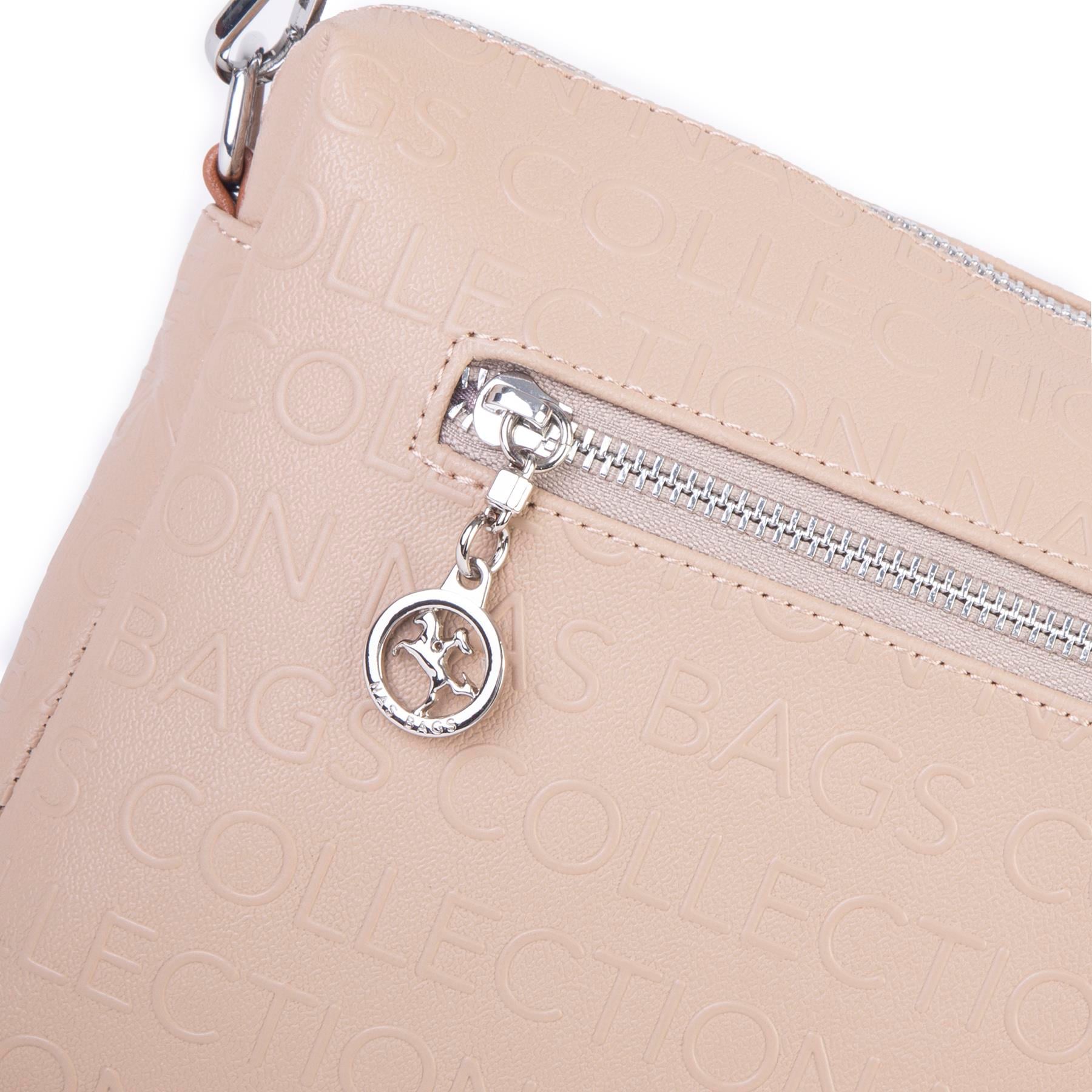 Nas Bag Günlük Çok Gözlü Çanta (en: 26 cm  ; boy:17 cm) Kum Taba Gofraj