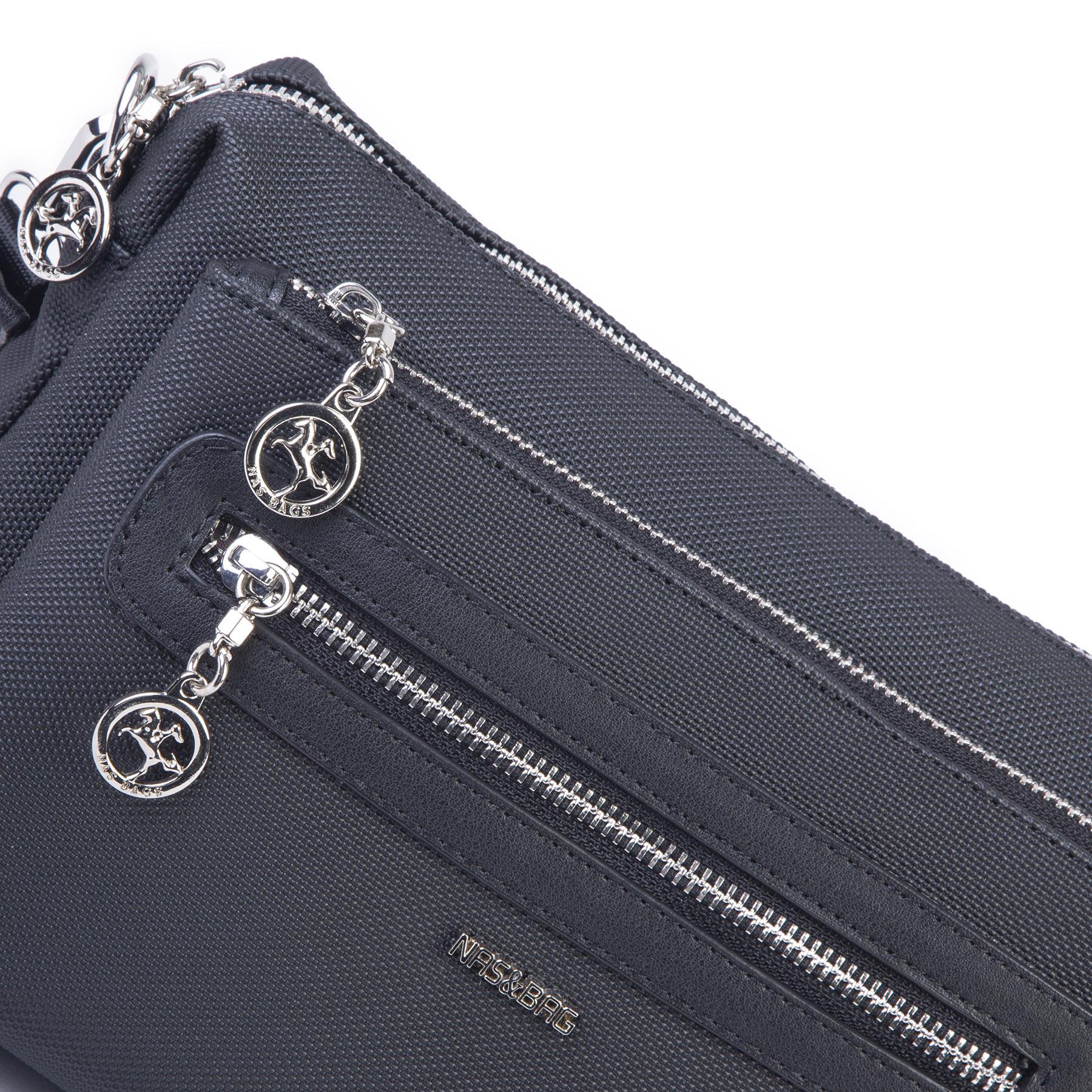 Nas Bag Günlük Çok Gözlü Çanta (en: 26 cm  ; boy:17 cm) Siyah Lacste