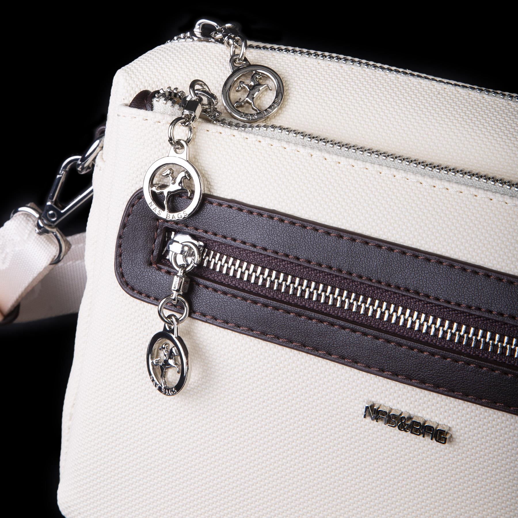 Nas Bag Günlük Çok Gözlü Çanta (en: 26 cm  ; boy:17 cm) Krem Kahve Lacste