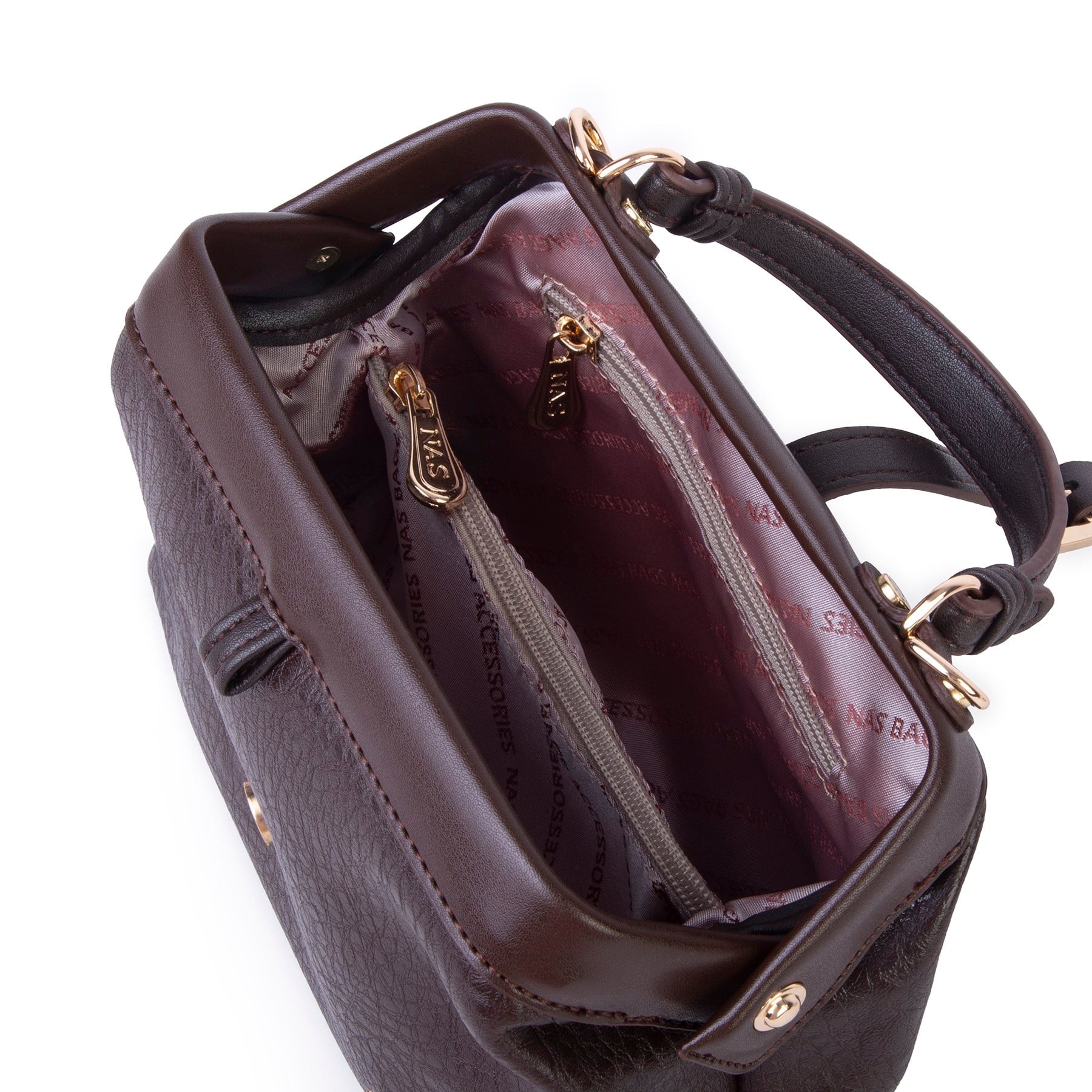 Nas Bag Hakiki Deri Görünümlü Vintage Doktor Çantası Küçük Boy El ve Omuz Çantası Kahve  Victoria