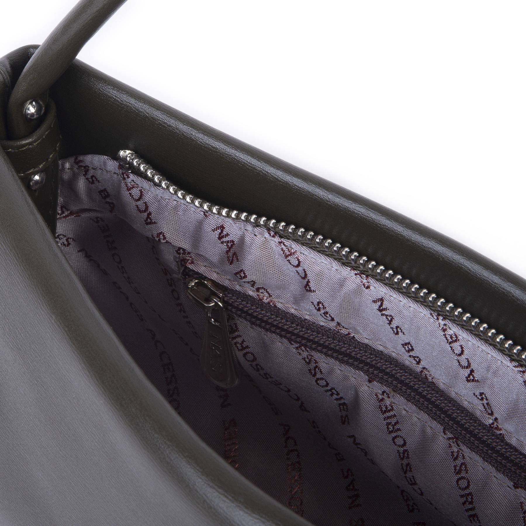Nas Bag Kadın Basic Baget Omuz ve Çapraz Çanta Haki Kımera (27x12 cm )
