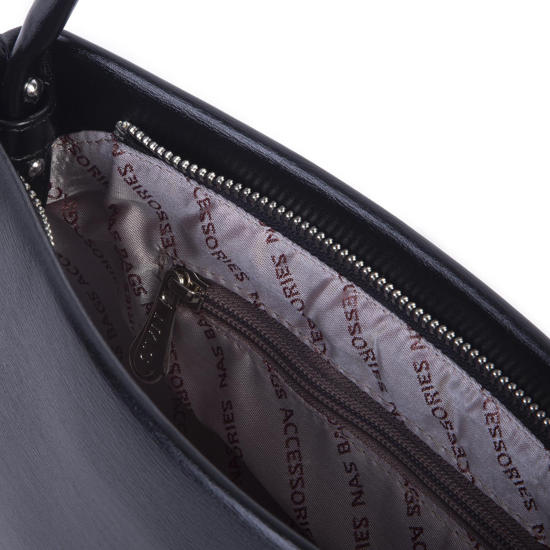 Nas Bag Kadın Basic Baget Omuz ve Çapraz Çanta Siyah Kımera (27x12 cm )
