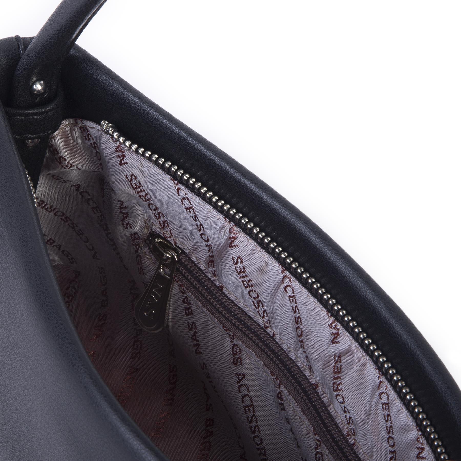 Nas Bag Kadın Basic Baget Omuz ve Çapraz Çanta Siyah Dona (27x12 cm )