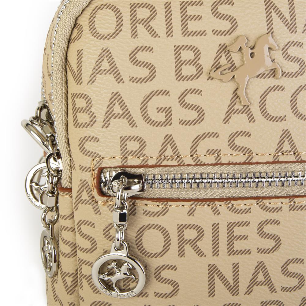 Nas Bag Kadın Bel ve Body Bag Çapraz Çanta Dönüştürülebilir Orjinal Nas Çanta Vizon Taba Yazılı