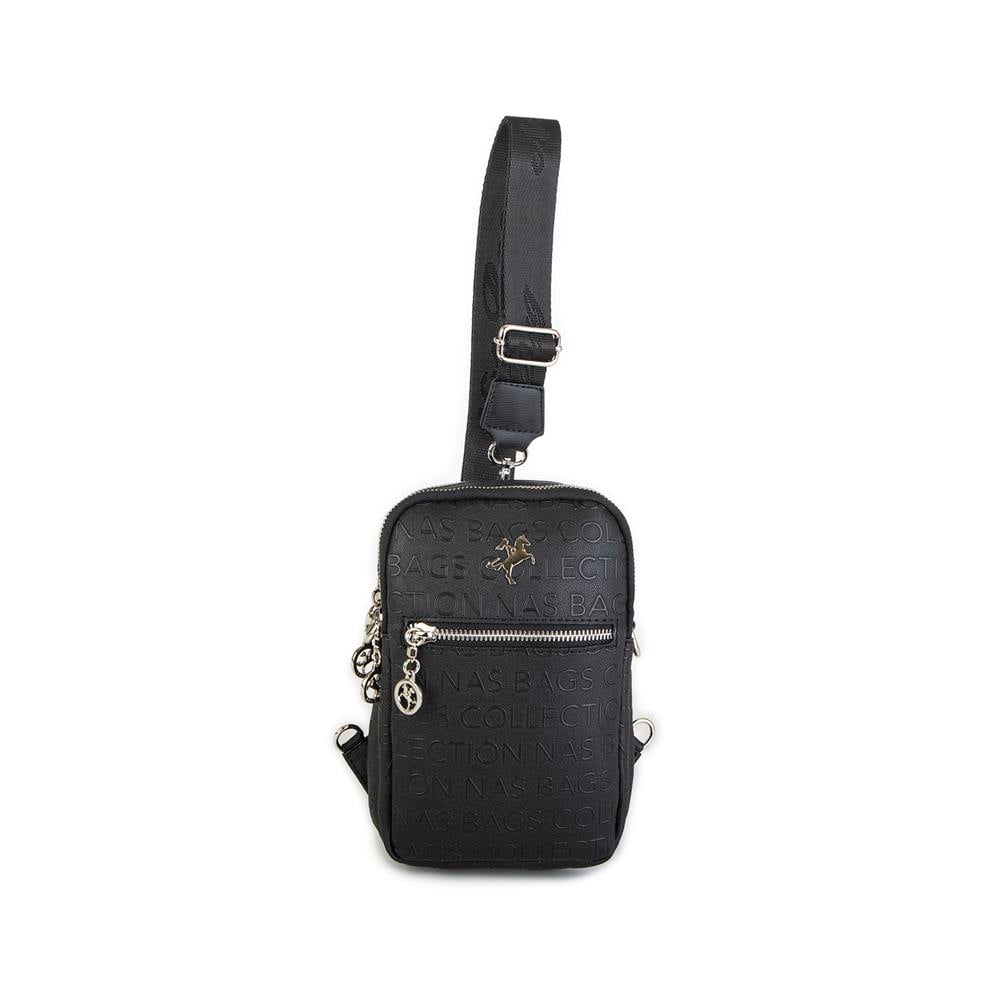Nas Bag Kadın Bel ve Body Bag Çapraz Çanta Dönüştürülebilir Orjinal Nas Çanta Siyah Gofraj