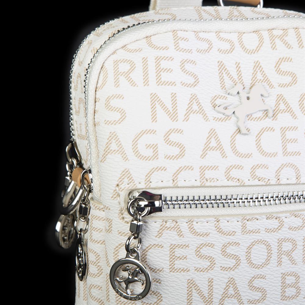 Nas Bag Kadın Bel ve Body Bag Çapraz Çanta Dönüştürülebilir Orjinal Nas Çanta Krem Camel Yazılı