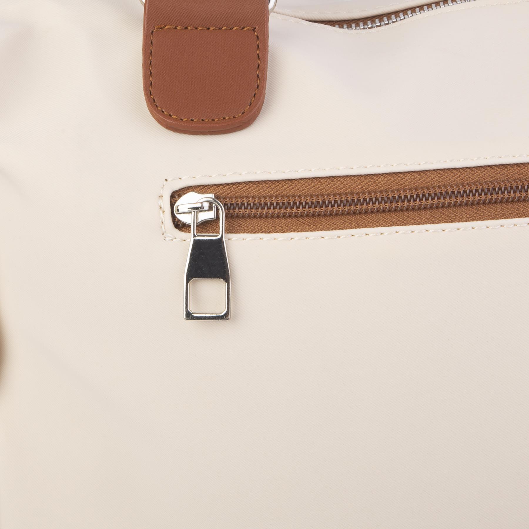 Nas Bag Kadın Büyük Boy Omuz Çantası Krem  Taba  Buzzy (en :37 ,boy :30 cm)