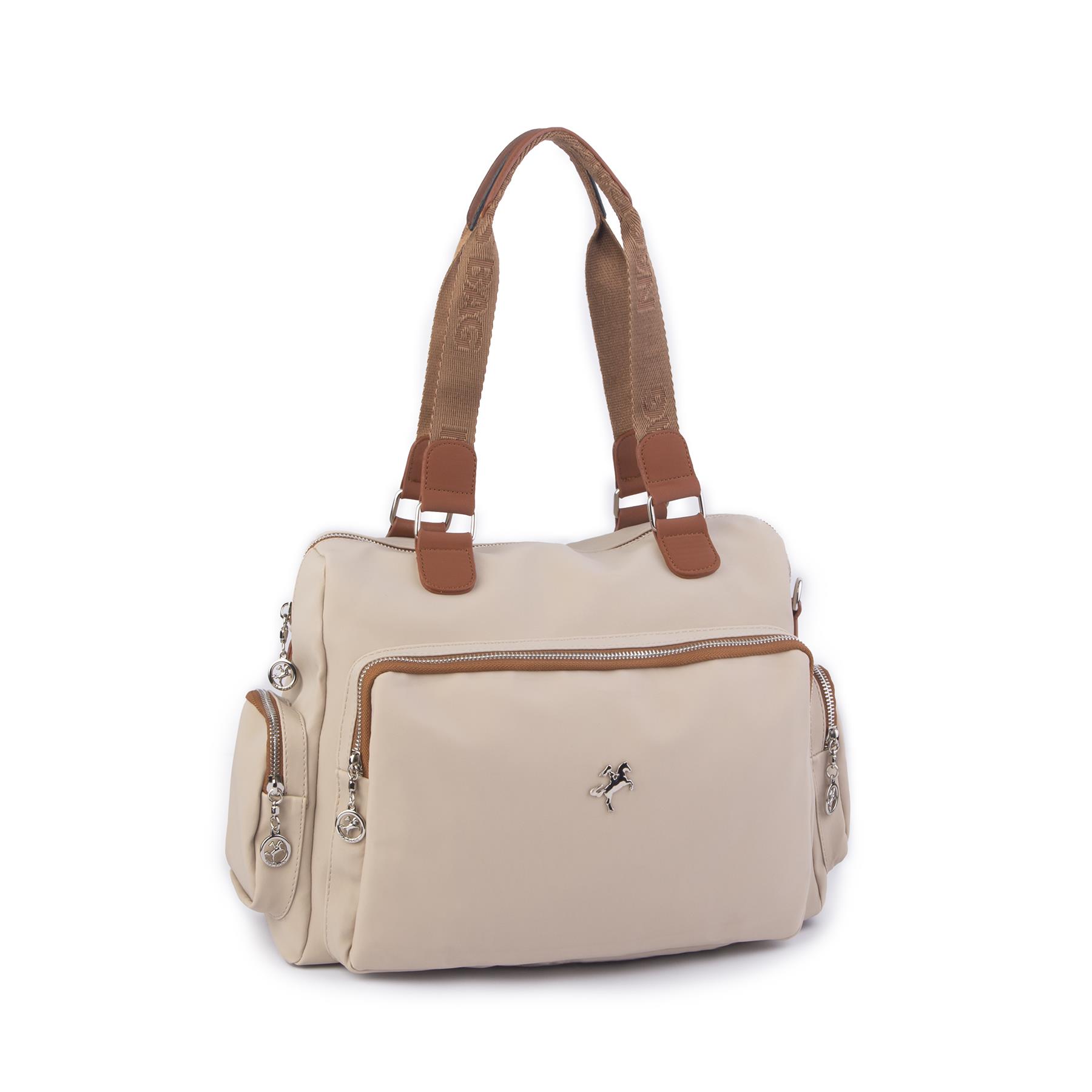 Nas Bag Kadın Büyük Boy Omuz Çantası Kum  Taba  Buzzy (en :37 ,boy :30 cm)