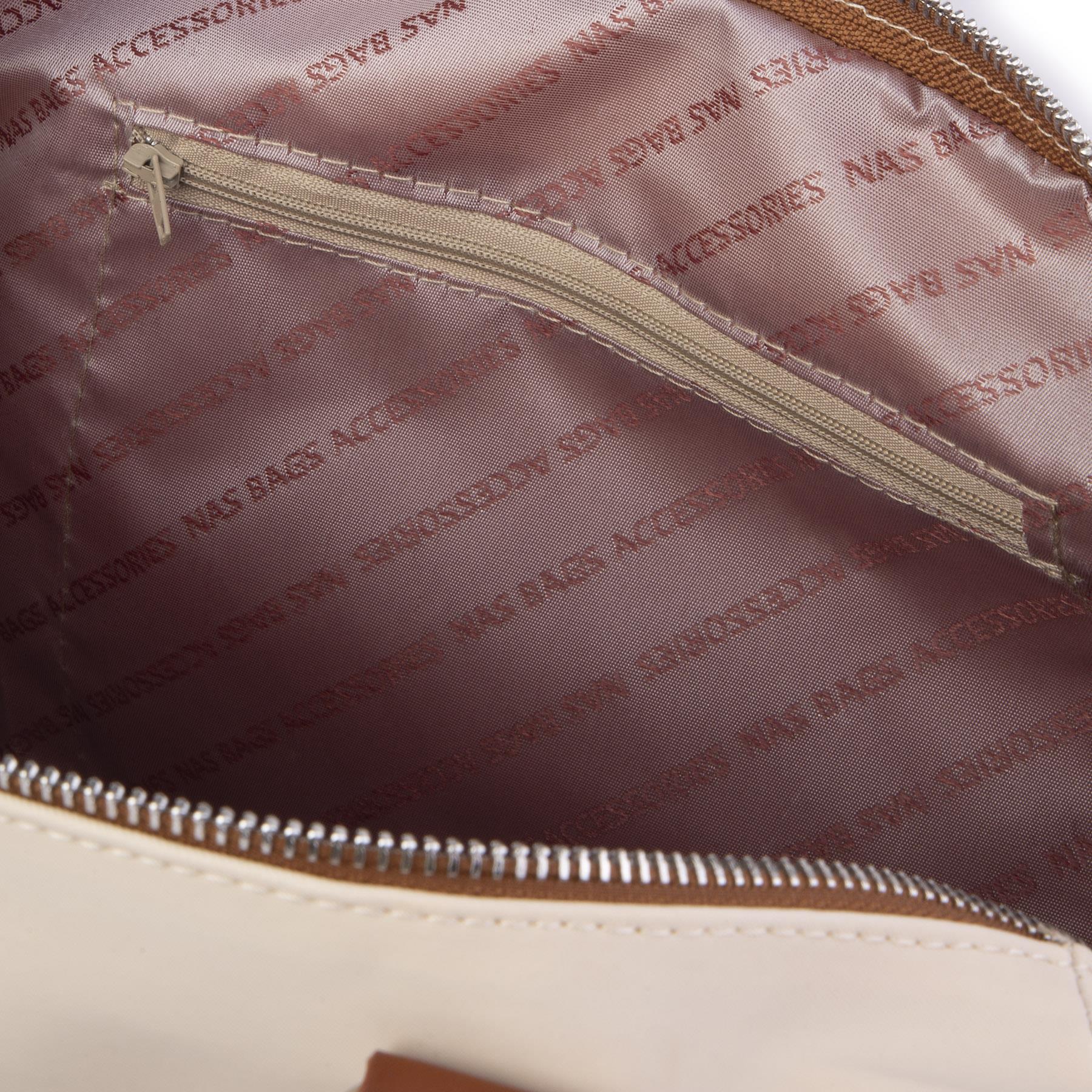 Nas Bag Kadın Büyük Boy Omuz Çantası Krem  Taba  Buzzy (en :37 ,boy :30 cm)